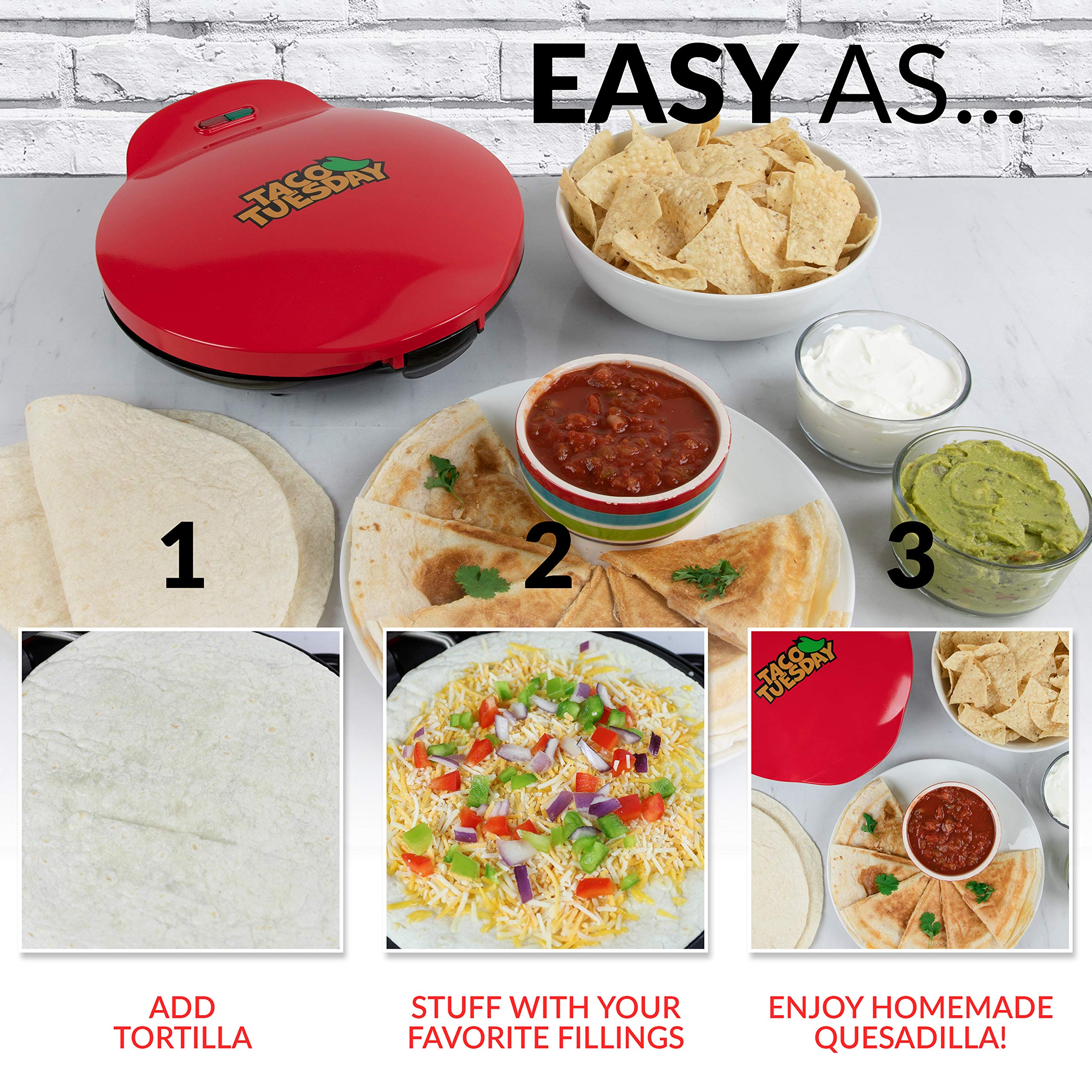 Foto 6 | Máquina para Hacer Quesadillas Nostalgia Taco Tuesday Deluxe 25 cm Roja - Venta Internacional