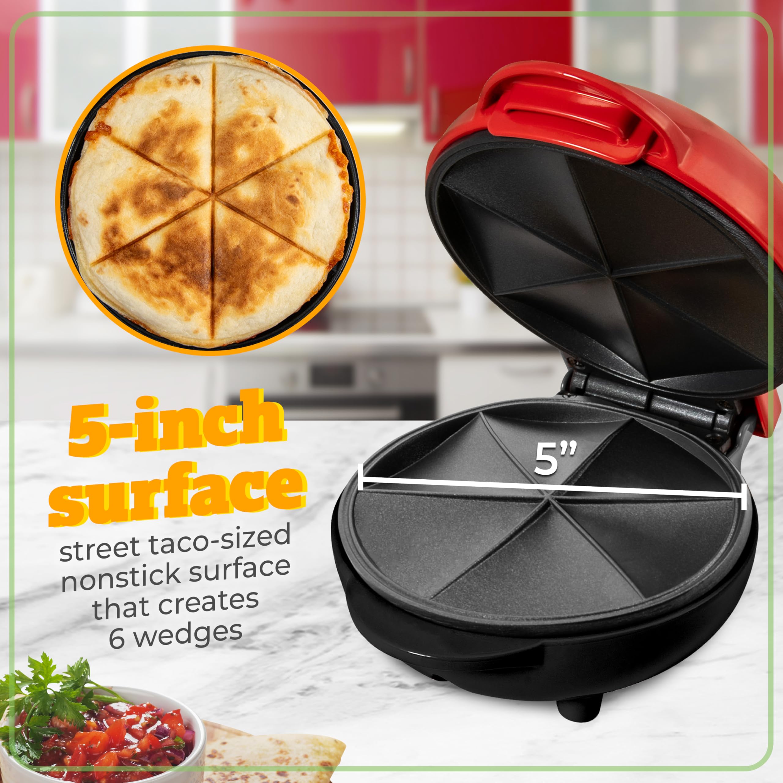 Foto 4 pulgar | Quesadilla Maker Nostalgia Taco Tuesday, 6 Cuñas, Color Rojo - Venta Internacional.