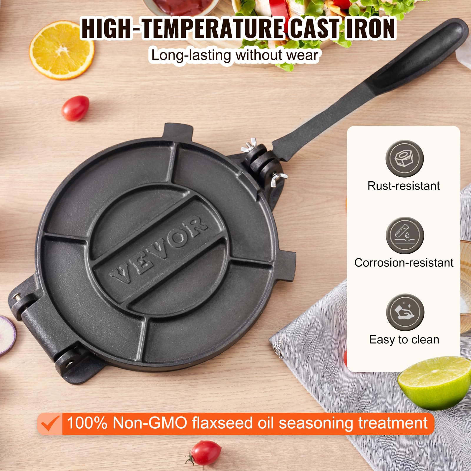 Foto 4 pulgar | Prensa Para Tortillas Vevor, Hierro Fundido, 10 Pulgadas, Color Plateado - Venta Internacional.