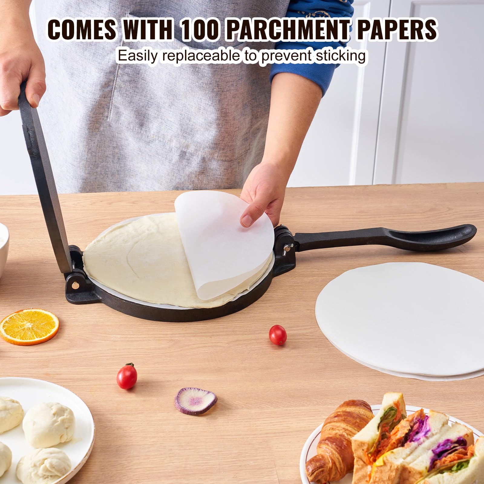 Foto 6 pulgar | Prensa Para Tortillas Vevor De Hierro Fundido De 20 Cm, Muy Resistente, Con Pergamino - Venta Internacional.