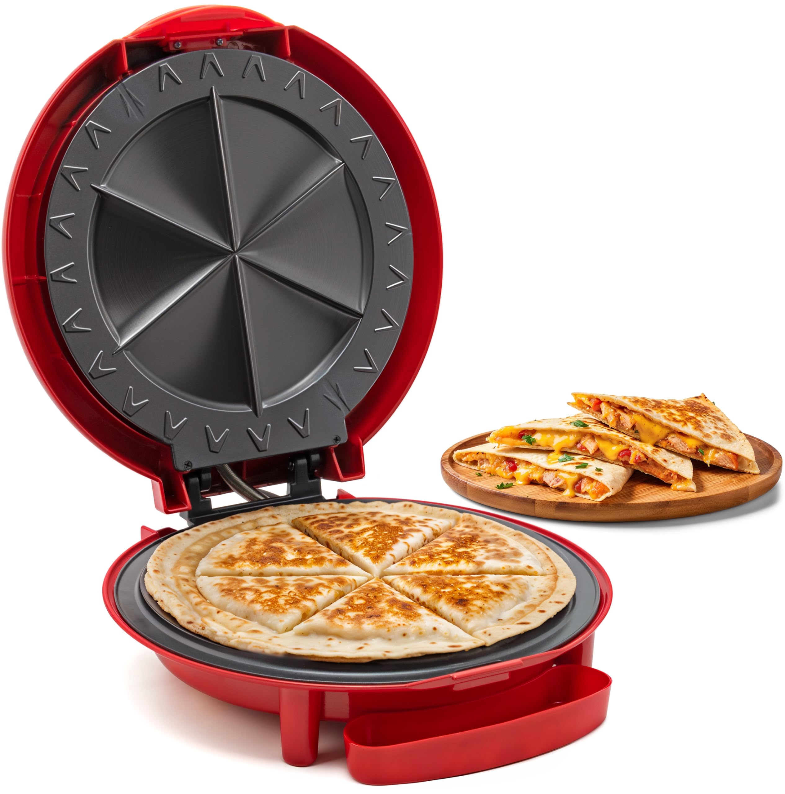 Máquina Eléctrica Para Hacer Quesadillas Elite Gourmet Eqd-118  6 Cuñas  Color Rojo - Venta Internacional.
