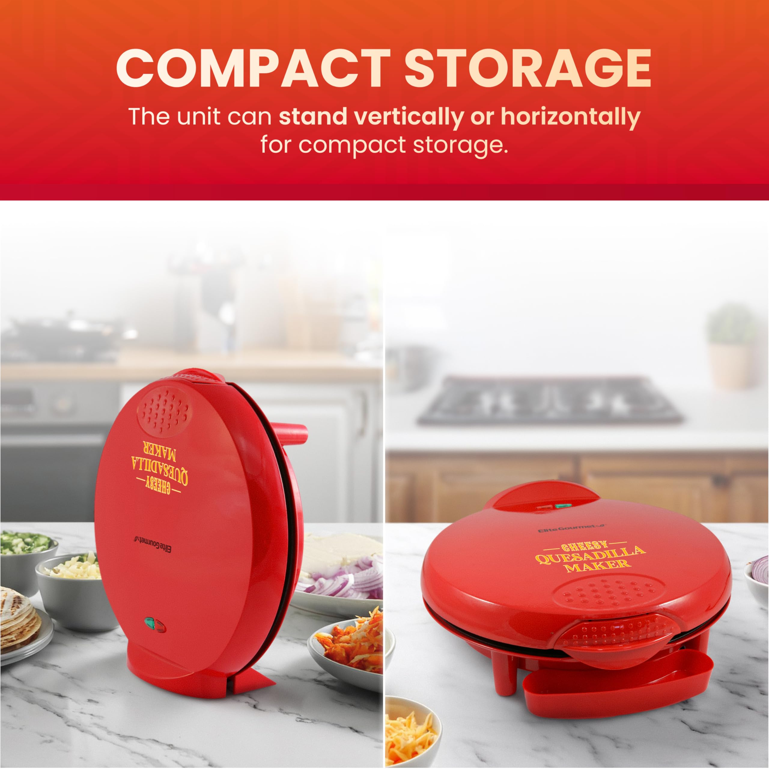 Foto 4 pulgar | Máquina Eléctrica Para Hacer Quesadillas Elite Gourmet Eqd-118  6 Cuñas  Color Rojo - Venta Internacional.