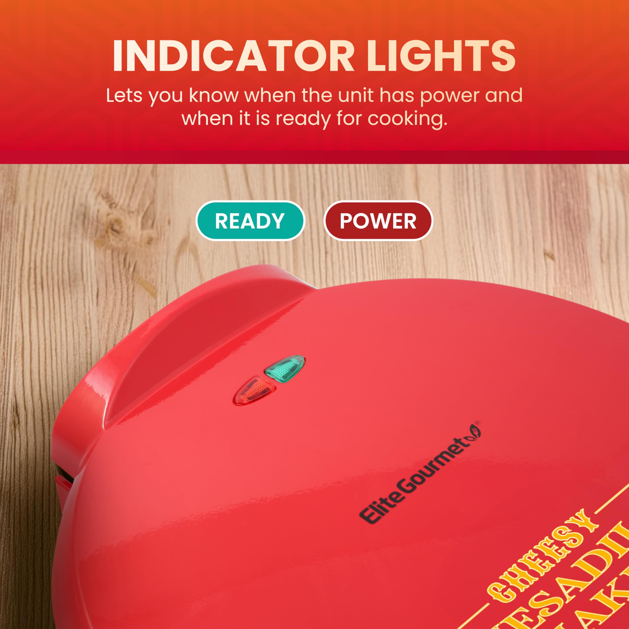Foto 5 pulgar | Máquina Eléctrica Para Hacer Quesadillas Elite Gourmet Eqd-118  6 Cuñas  Color Rojo - Venta Internacional.