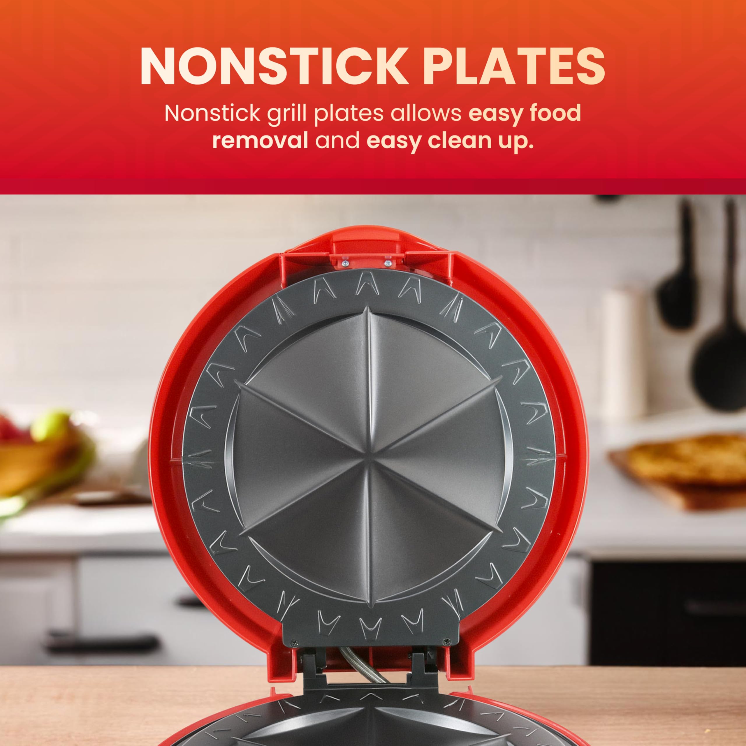 Foto 5 | Máquina Eléctrica Para Hacer Quesadillas Elite Gourmet Eqd-118  6 Cuñas  Color Rojo - Venta Internacional.