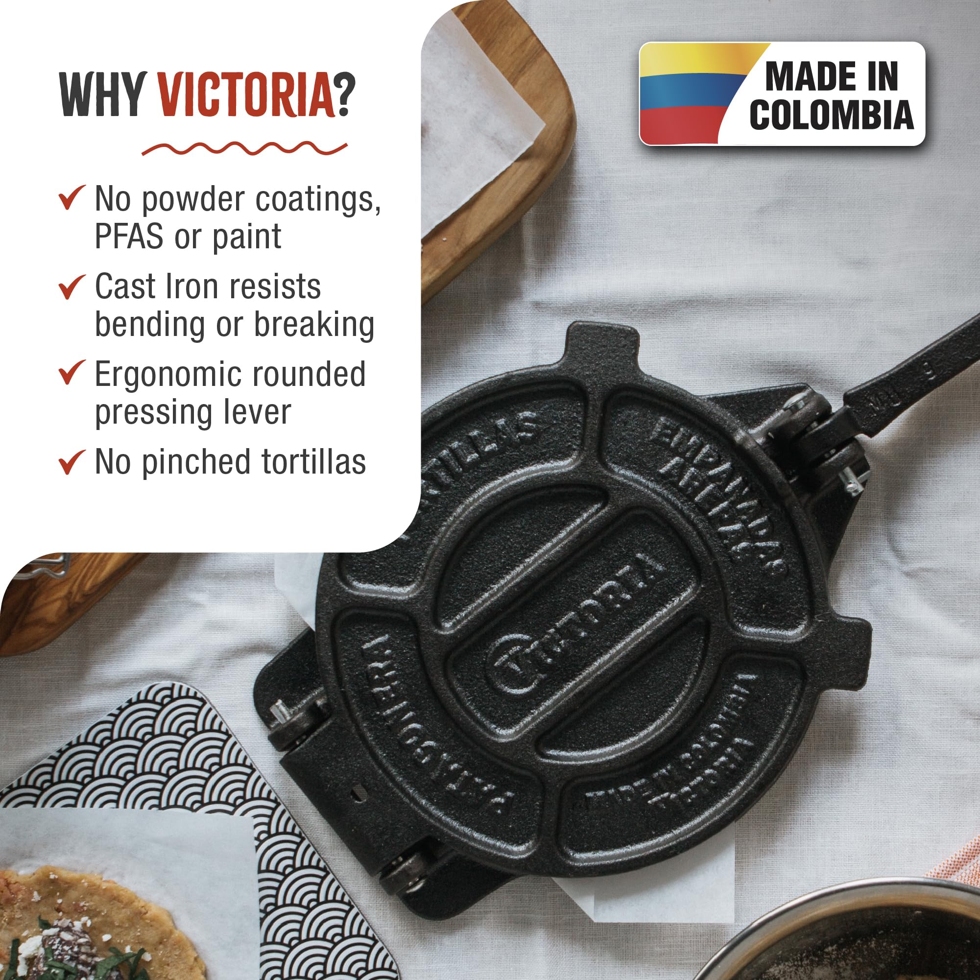 Foto 3 pulgar | Prensa Para Tortillas Victoria De Hierro Fundido De 20 Cm Con Aceite De Linaza Sazonado - Venta Internacional.