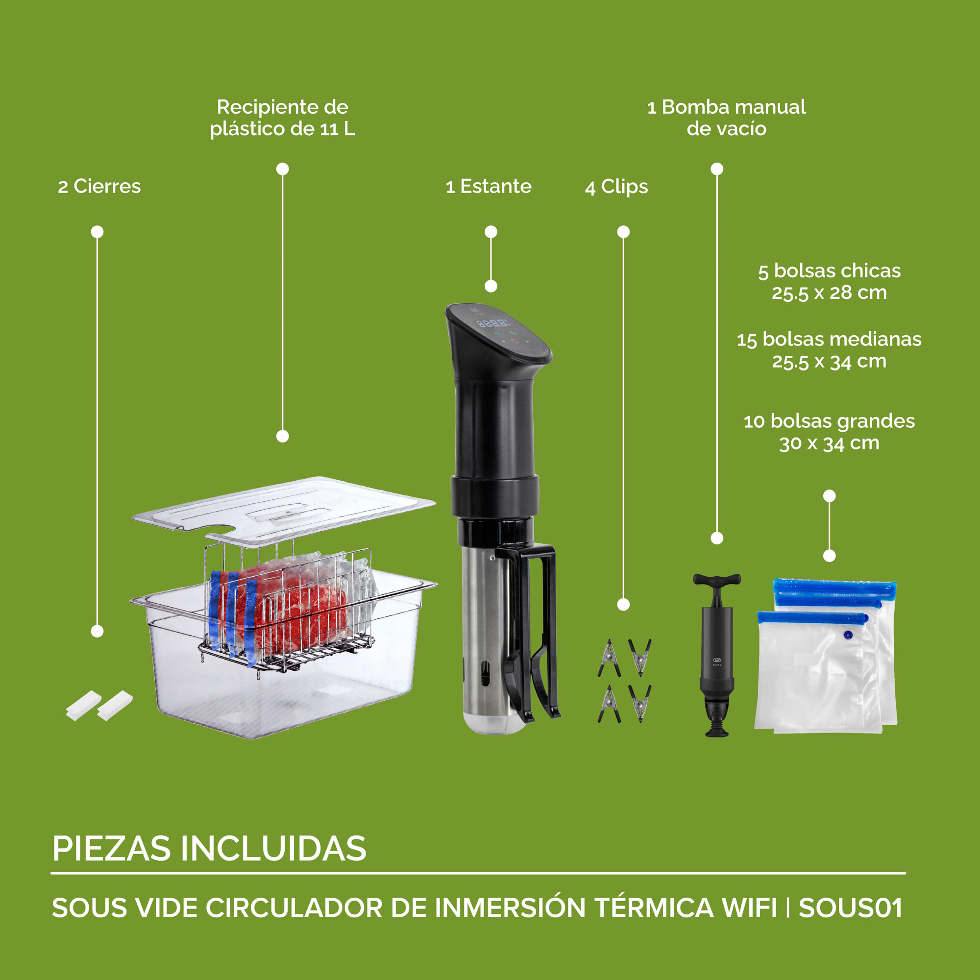 Foto 5 | Circulador De Inmersión Sous Vide Cocción Vacío Avera Sous01 - Color Negro