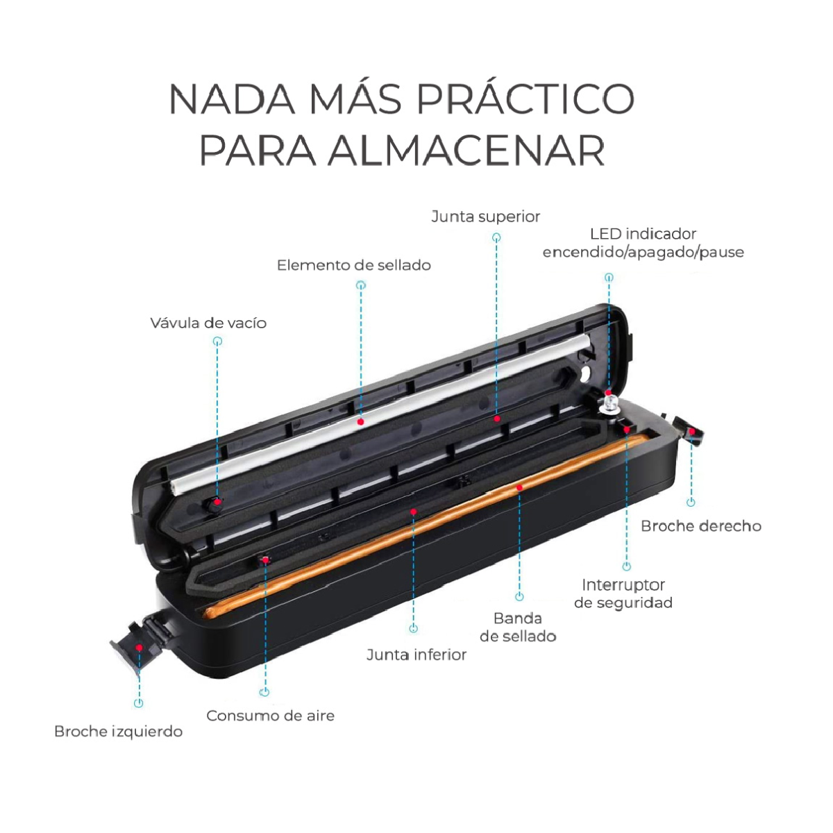 Foto 5 | Máquina Empaquetadora de Alimentos al Vacío y Selladora Prodotty Negra con 30 Bolsas de 0.5 L C/U