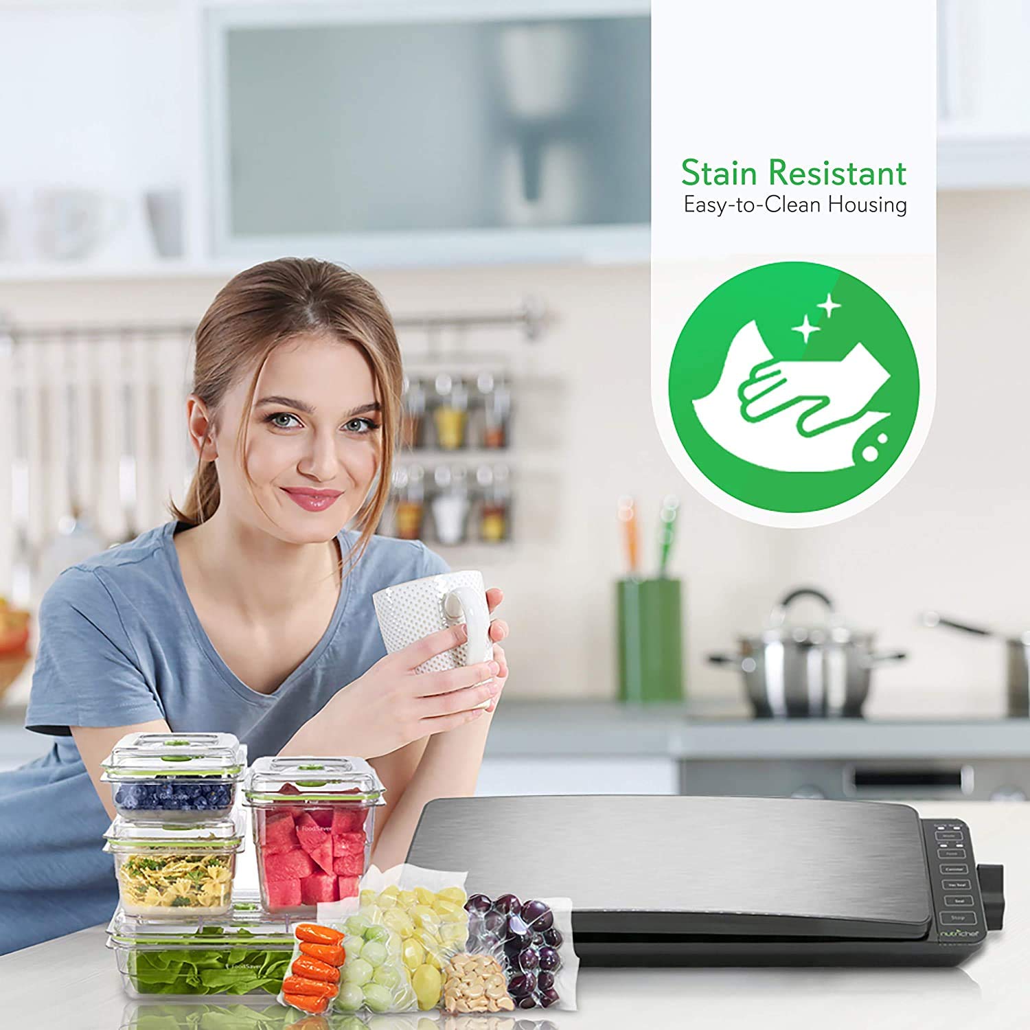 Foto 6 | Sistema Automático De Envasado Al Vacío De Alimentos Nutrichef Pkvs35sts - Venta Internacional.