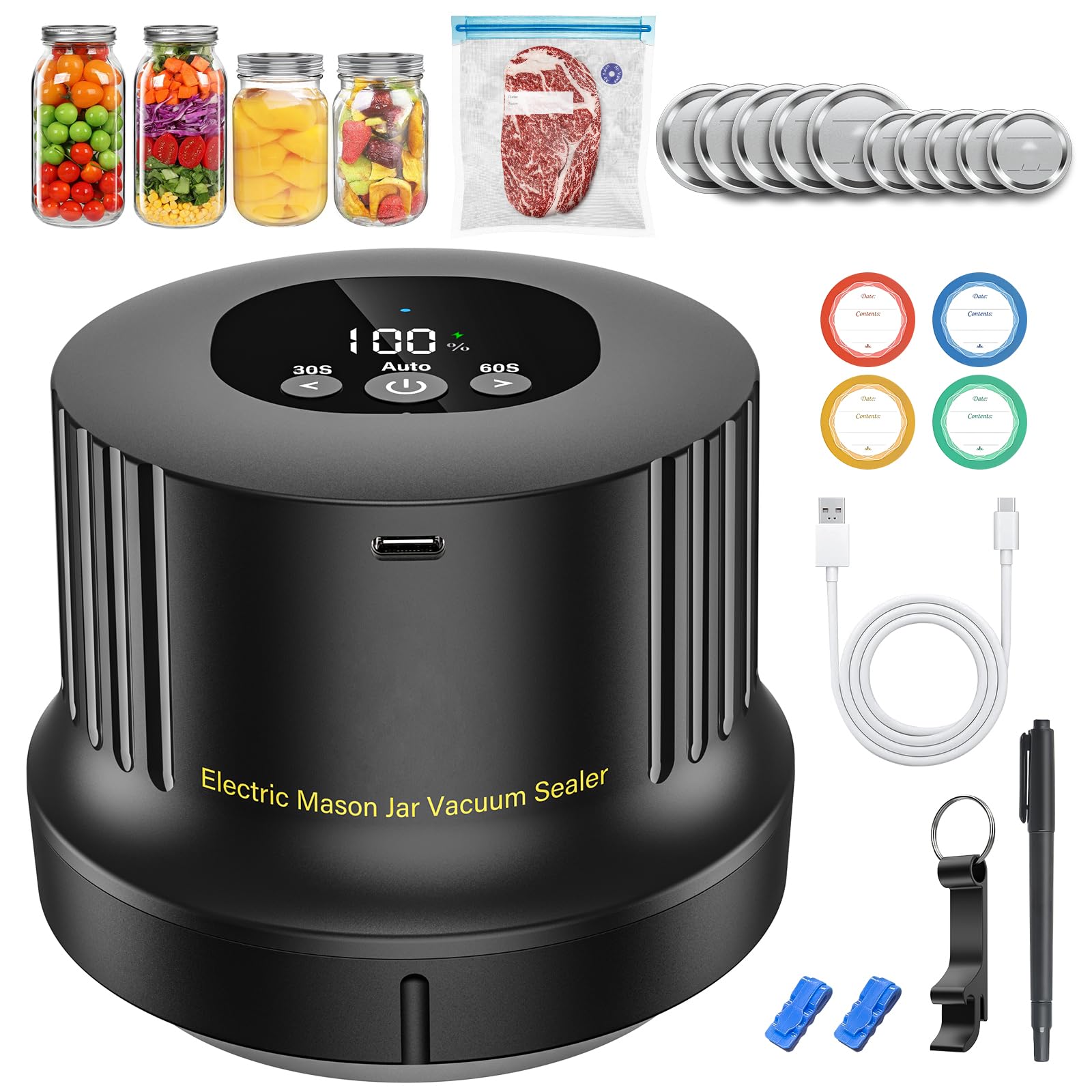 Foto 2 pulgar | Kit 3 En 1 De Sellador Eléctrico Al Vacío Mason Jar Rrofka - Venta Internacional.