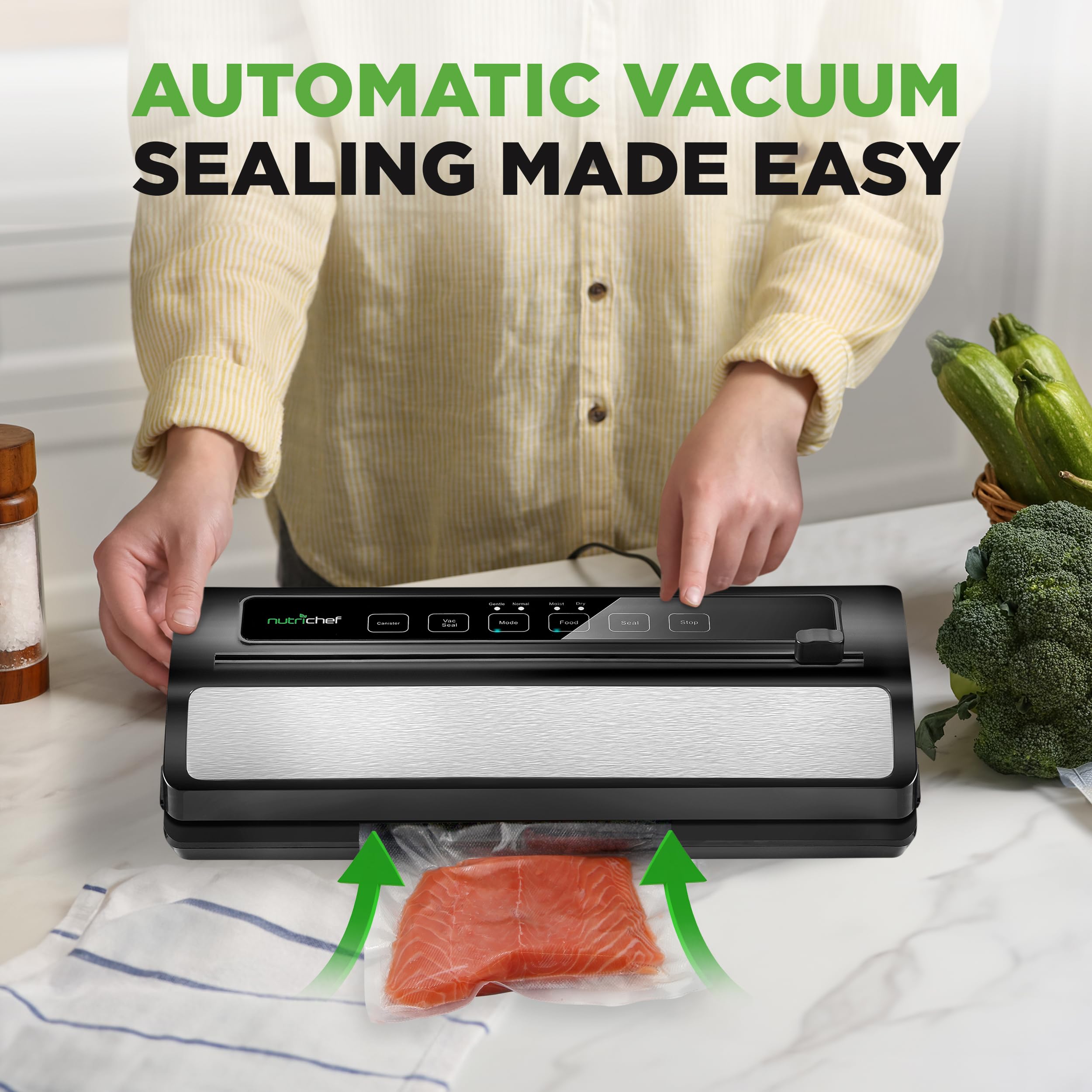 Foto 4 pulgar | Máquina Selladora Al Vacío de Alimentos Nutrichef Acero Inoxidable 110w - Venta Internacional