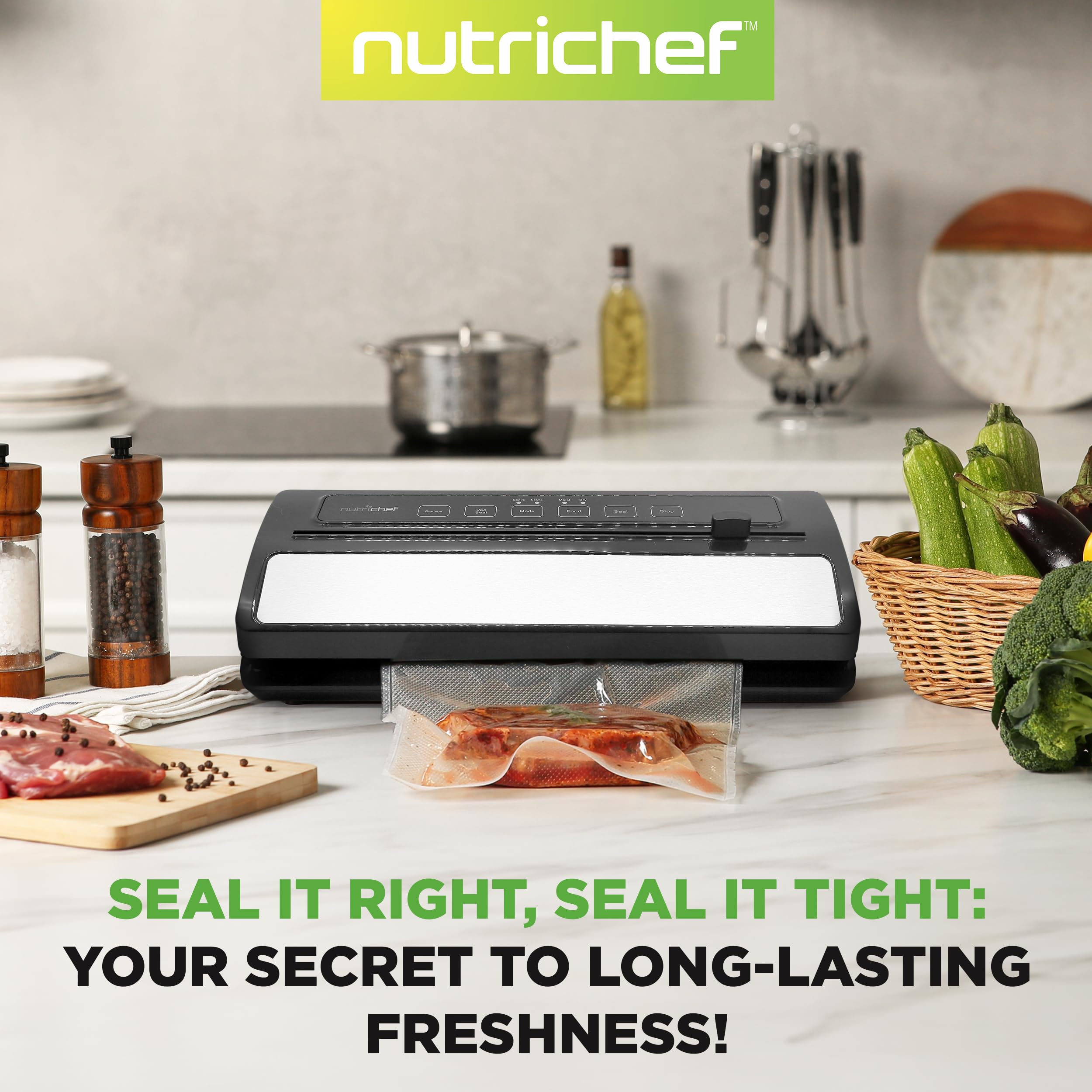 Foto 7 pulgar | Máquina Selladora Al Vacío de Alimentos Nutrichef Acero Inoxidable 110w - Venta Internacional