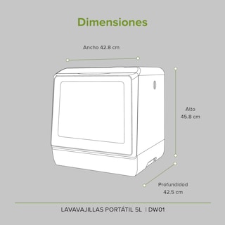 Foto 7 | Lavavajillas Avera Dw01 color Blanco Portátil 5 Programas 5L Lavaplatos Encimera
