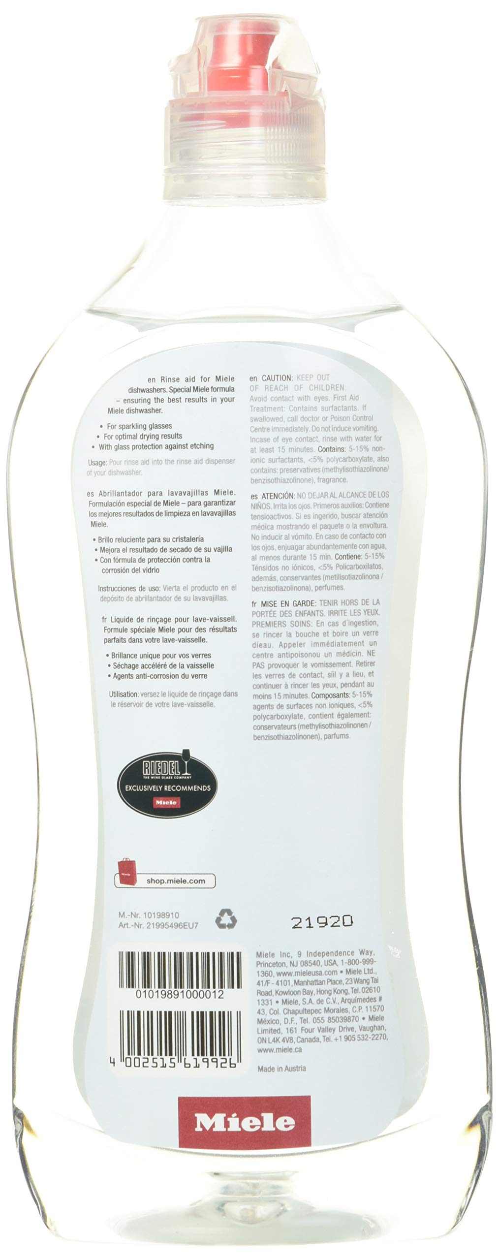 Foto 3 pulgar | Abrillantador Miele Original Para Lavavajillas, 500 Ml, Para Un Secado Óptimo - Venta Internacional.