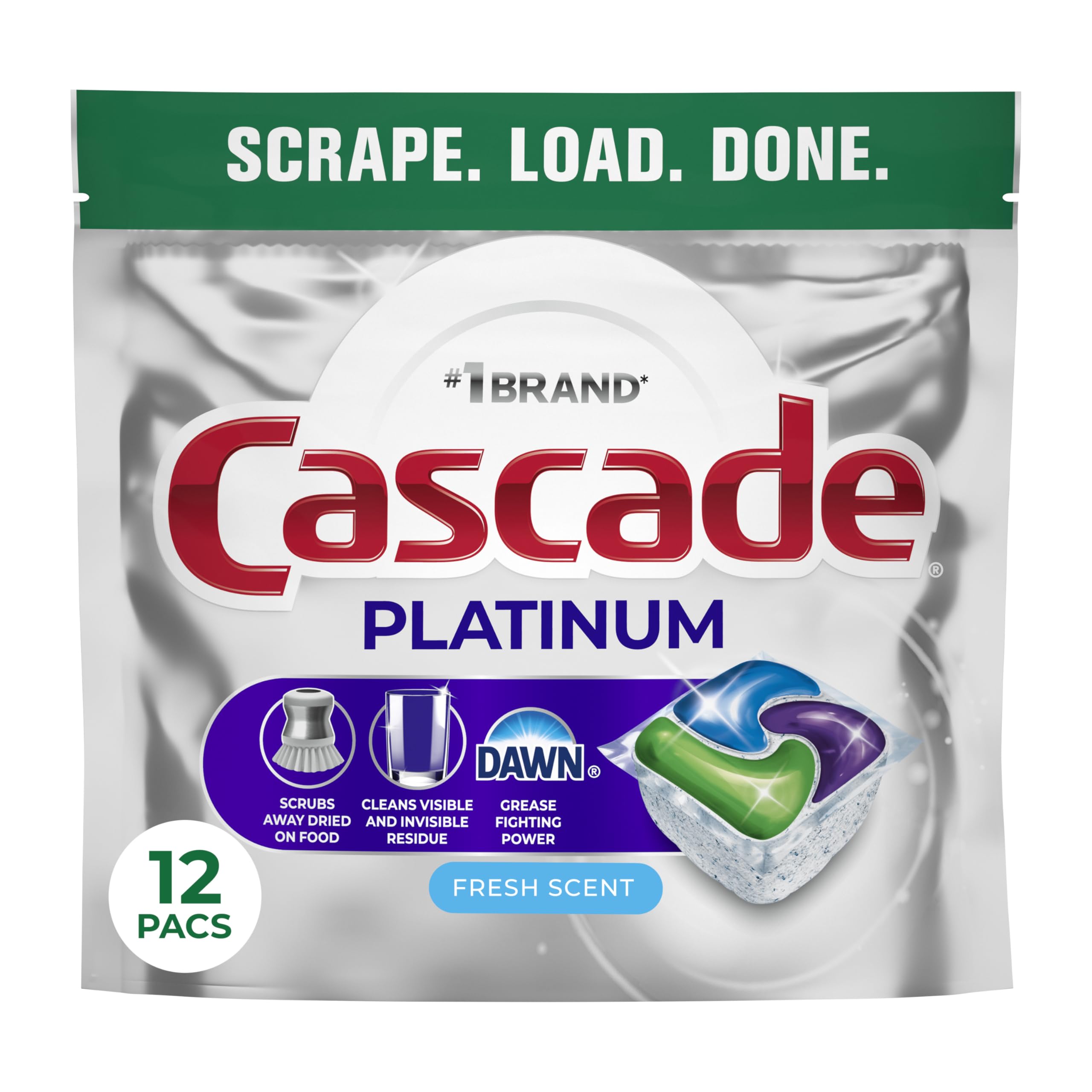 Cápsulas Para Lavavajillas Cascade Platinum Fresh Scent, 12 Unidades - Venta Internacional.