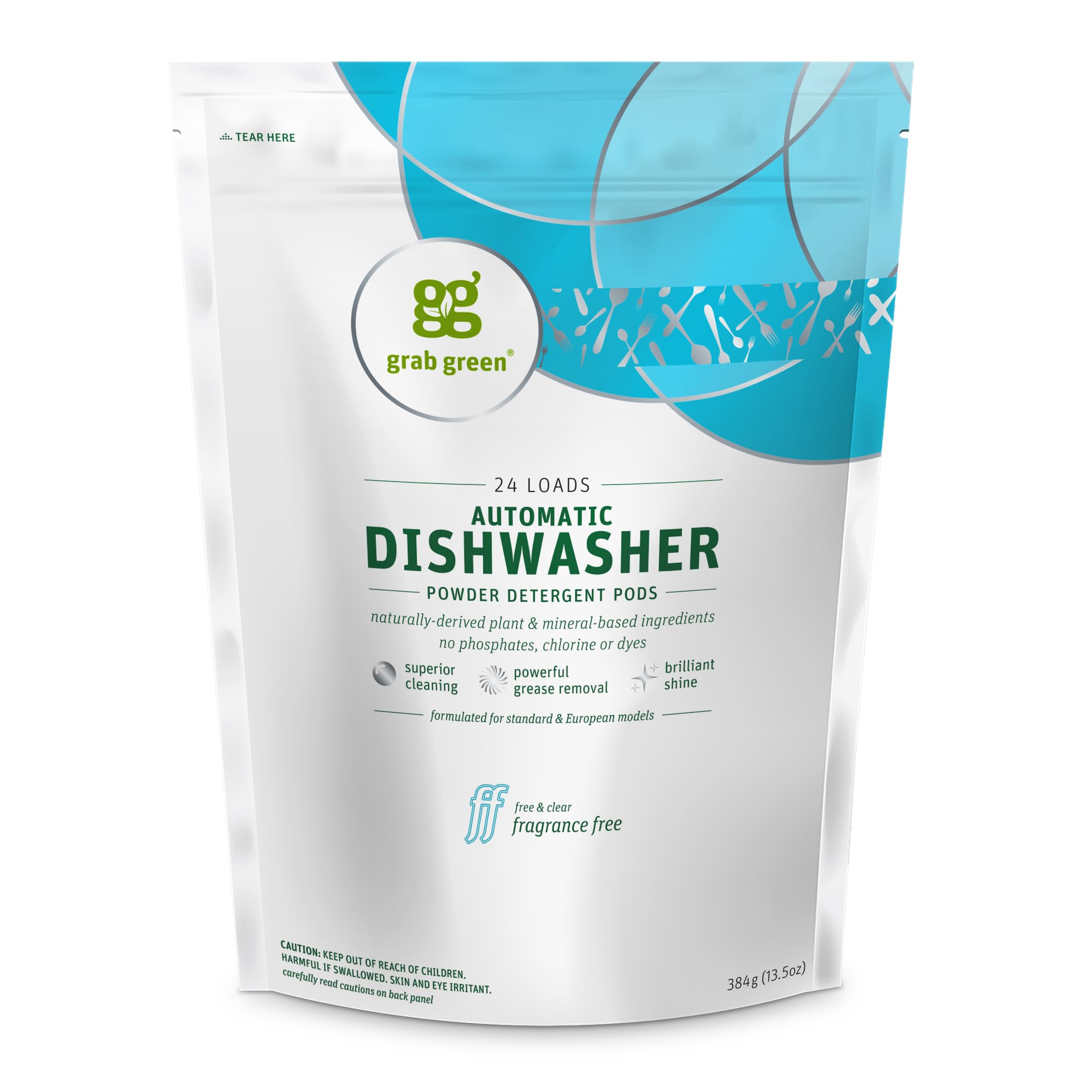 Detergente Para Lavavajillas En Cápsulas Grab Green, 24 Unidades, Sin Fragancia - Venta Internacional.