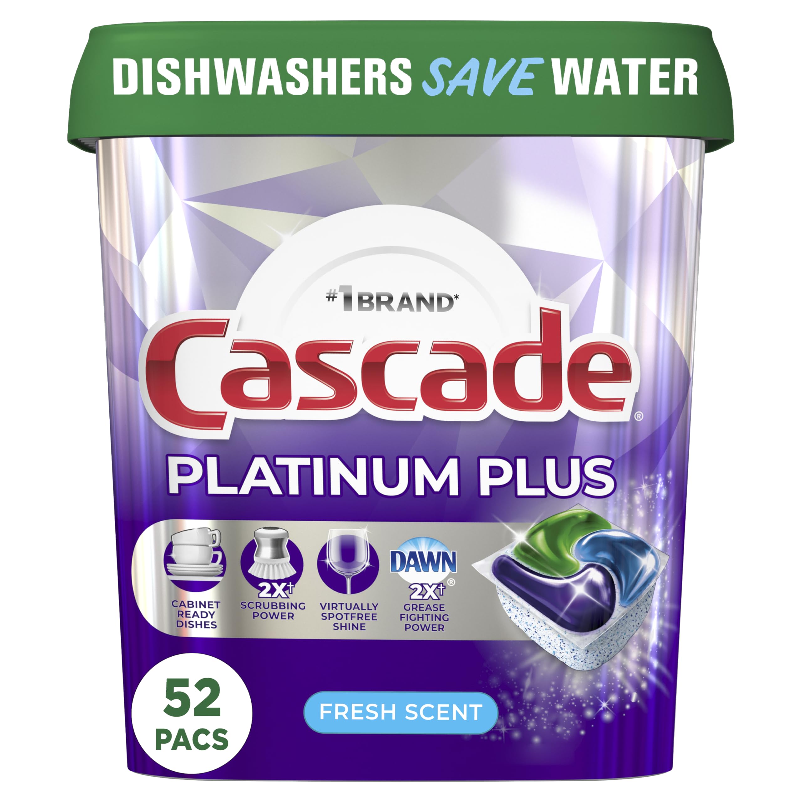 Foto 2 pulgar | Detergente Para Lavavajillas Cascade Platinum Plus Fresh 52 Actionpacs - Venta Internacional.