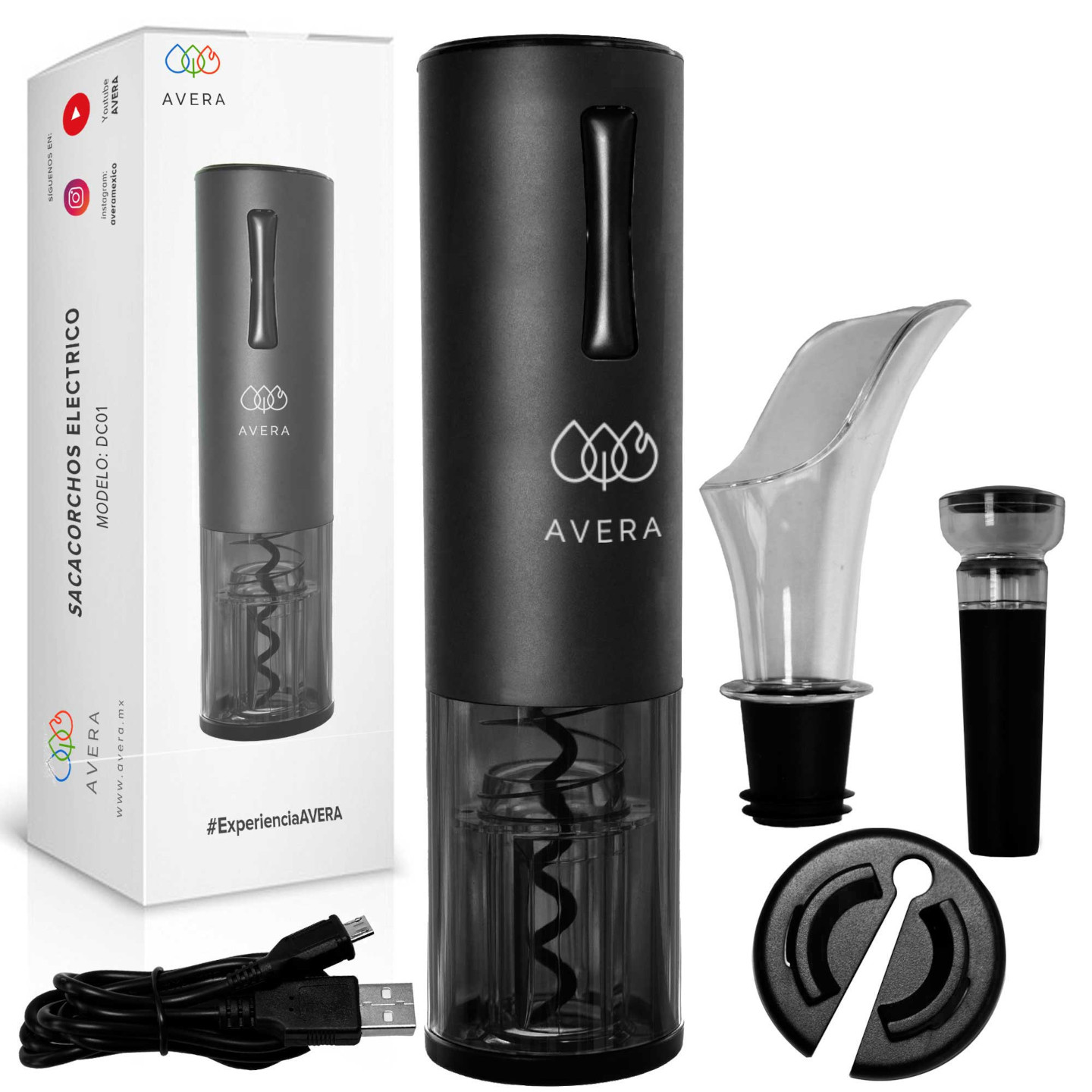 Foto 4 pulgar | Combo Cava Enfriadora para 18 Botellas de Vinos y Sacacorchos Eléctrico Avera Ev18dc01 color Negro