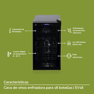 Foto 5 | Combo Cava Enfriadora De 18 Botellas De Vino Y Sacacorchos Eléctrico Avera EV18DC01
