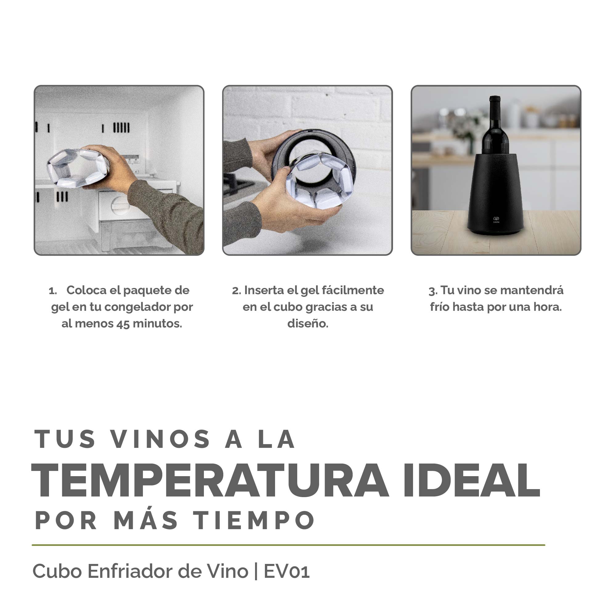 Foto 5 pulgar | Cubo Enfriador para Botella de Vino o Licor Avera EV01 color Negro