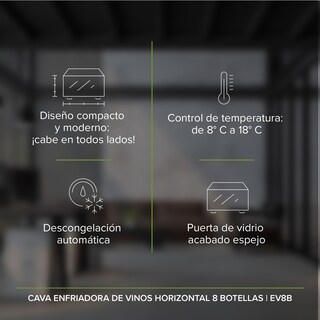 Foto 2 | Cava Enfriadora de Vinos Horizontal Avera EV8B Negra para 8 Botellas