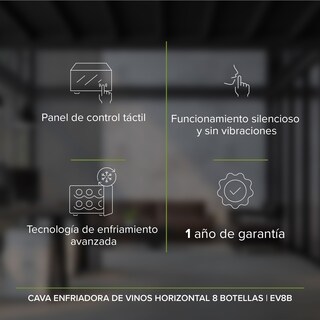 Foto 3 | Cava Enfriadora de Vinos Horizontal Avera EV8B Negra para 8 Botellas