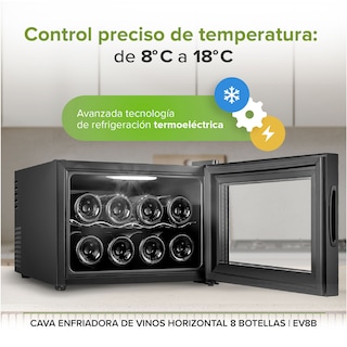 Foto 5 | Cava Enfriadora de Vinos Horizontal Avera EV8B Negra para 8 Botellas