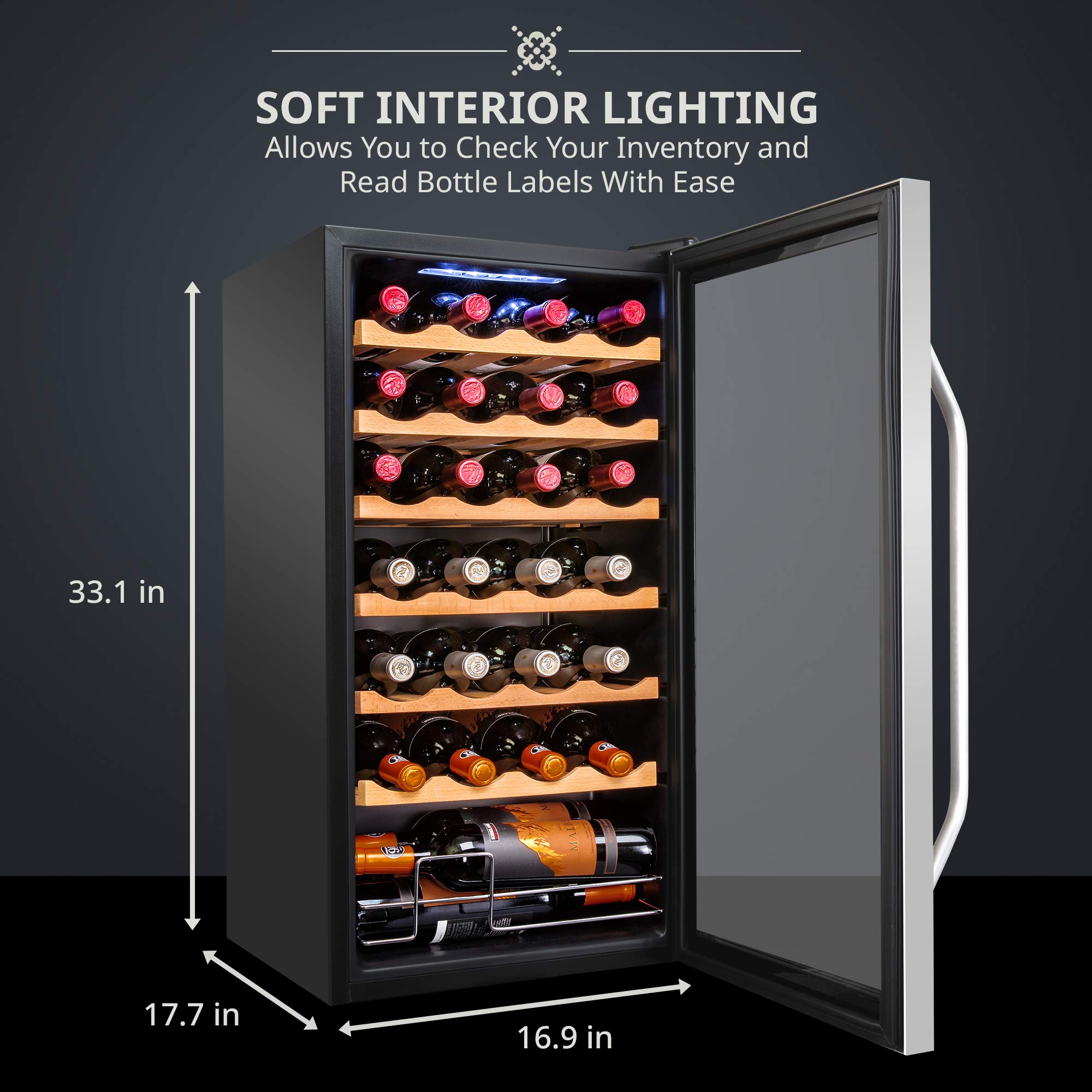 Foto 3 pulgar | Refrigerador De Vino Ivation Para 28 Botellas Con Cierre De 41 °c A 64 °c - Venta Internacional.