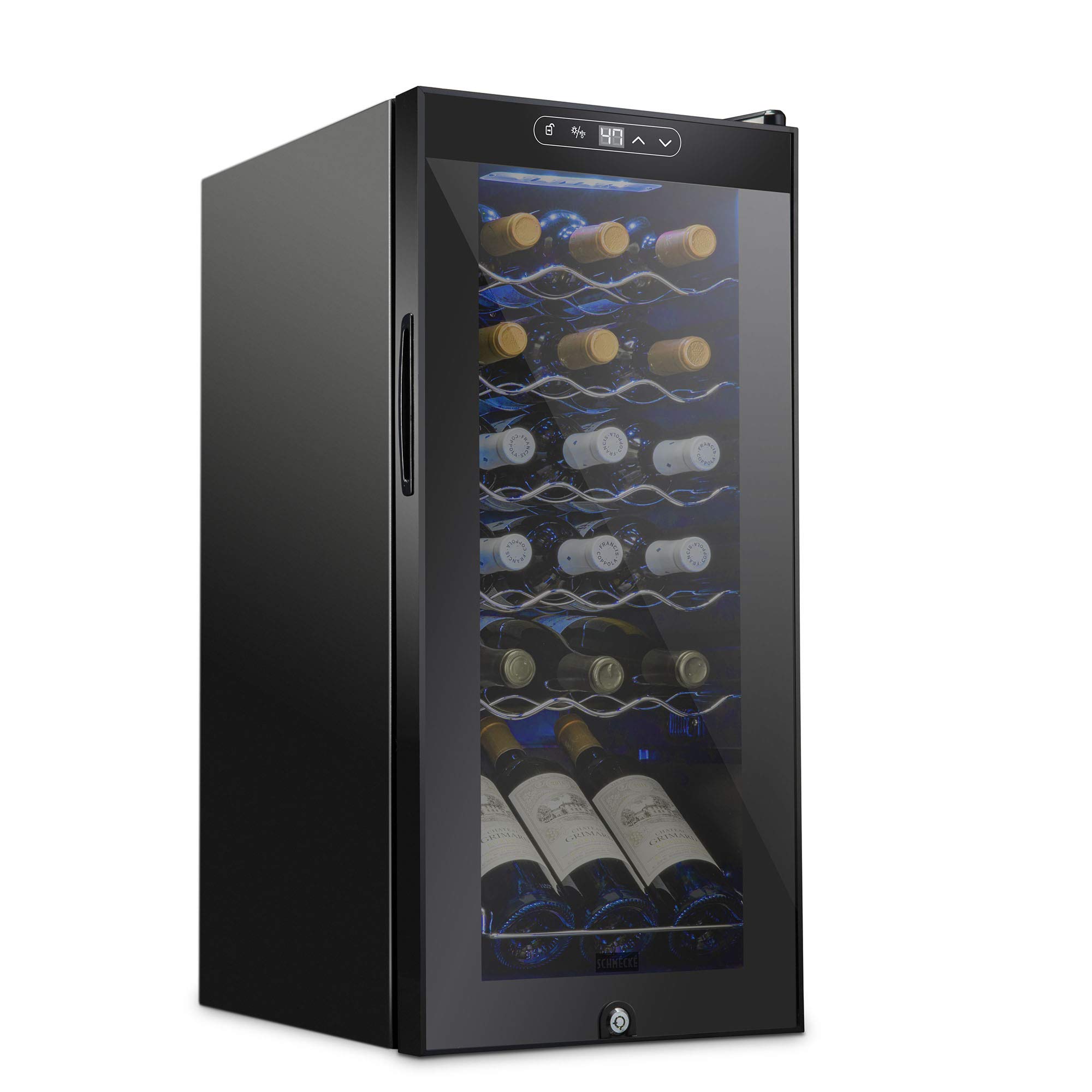 Refrigerador De Vino Schmécké Para 18 Botellas Con Cierre, Color Negro - Venta Internacional.