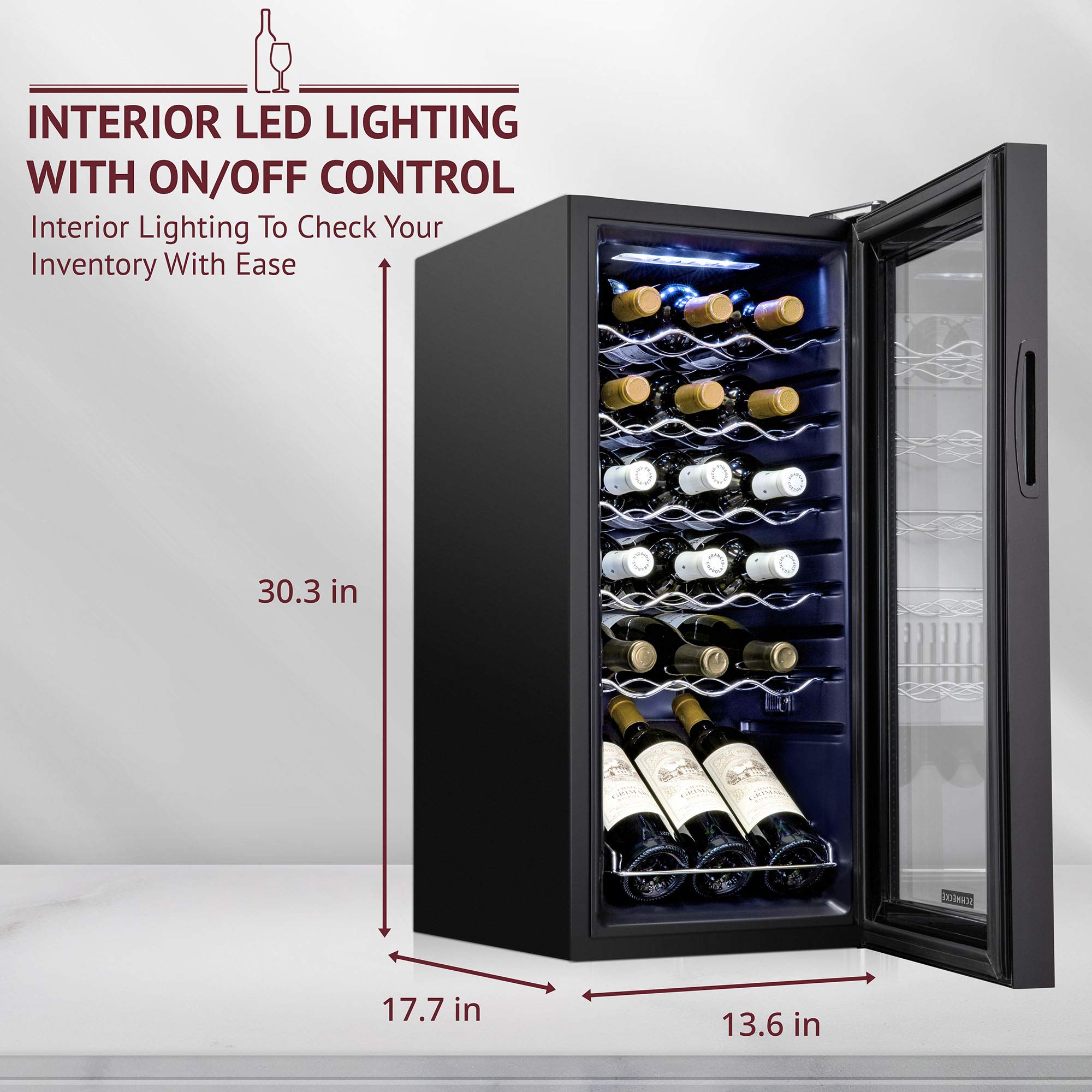 Foto 6 pulgar | Refrigerador De Vino Schmécké Para 18 Botellas Con Cierre, Color Negro - Venta Internacional.