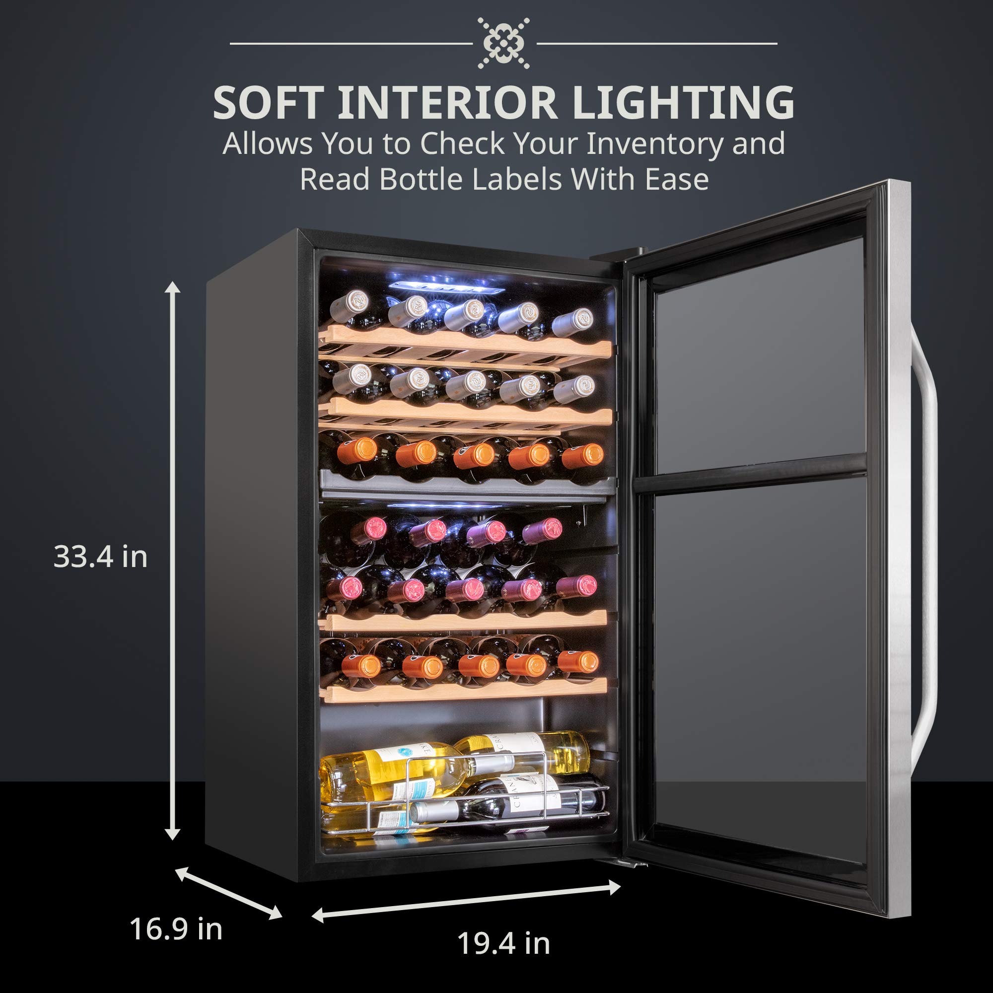Foto 2 | Refrigerador De Vino Ivation Para 33 Botellas, Doble Zona - Venta Internacional.