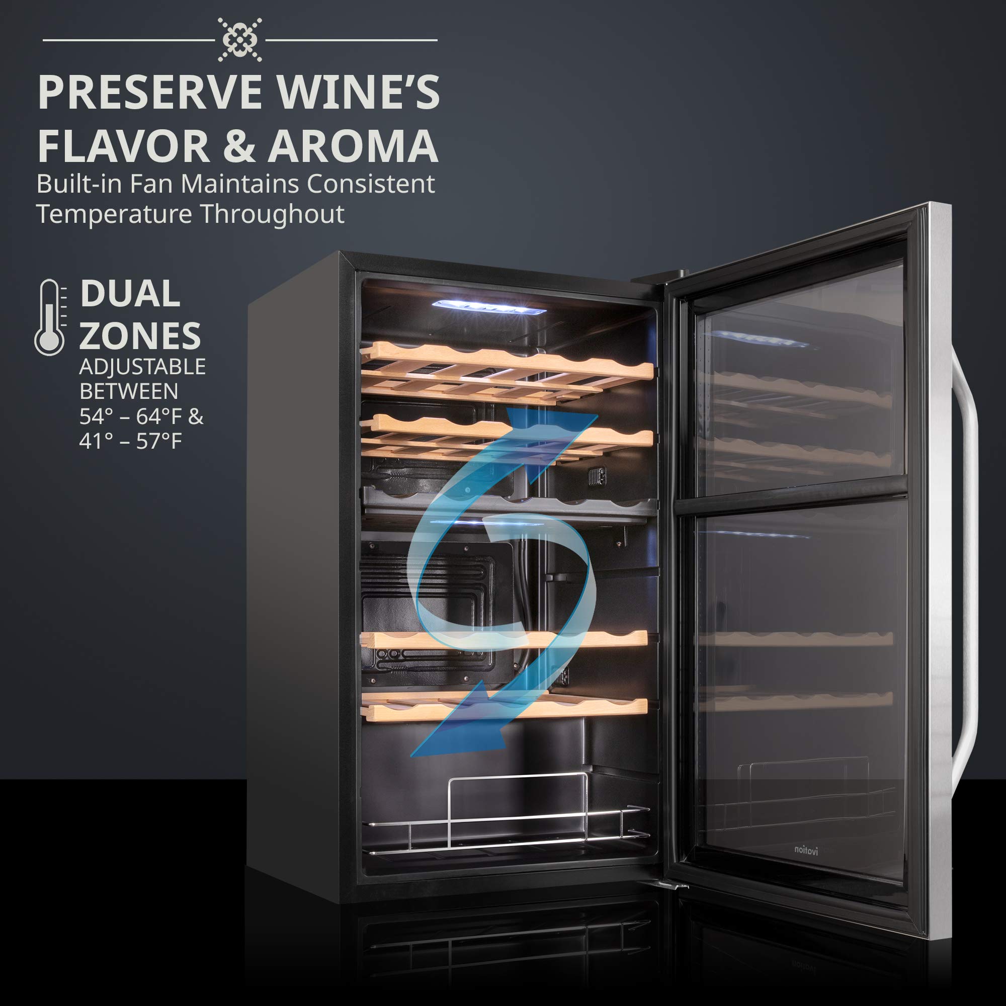 Foto 5 pulgar | Refrigerador De Vino Ivation Para 33 Botellas, Doble Zona - Venta Internacional.
