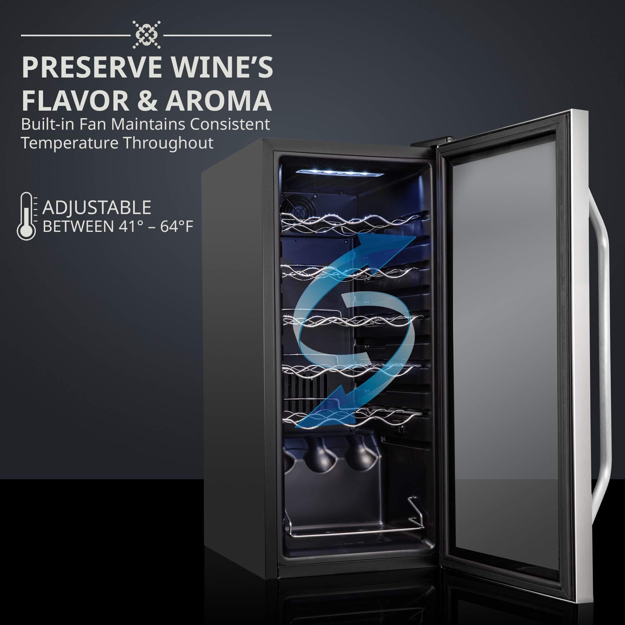 Foto 3 pulgar | Refrigerador De Vino Ivation Para 18 Botellas Con Cierre De 41 °c A 64 °c - Venta Internacional.