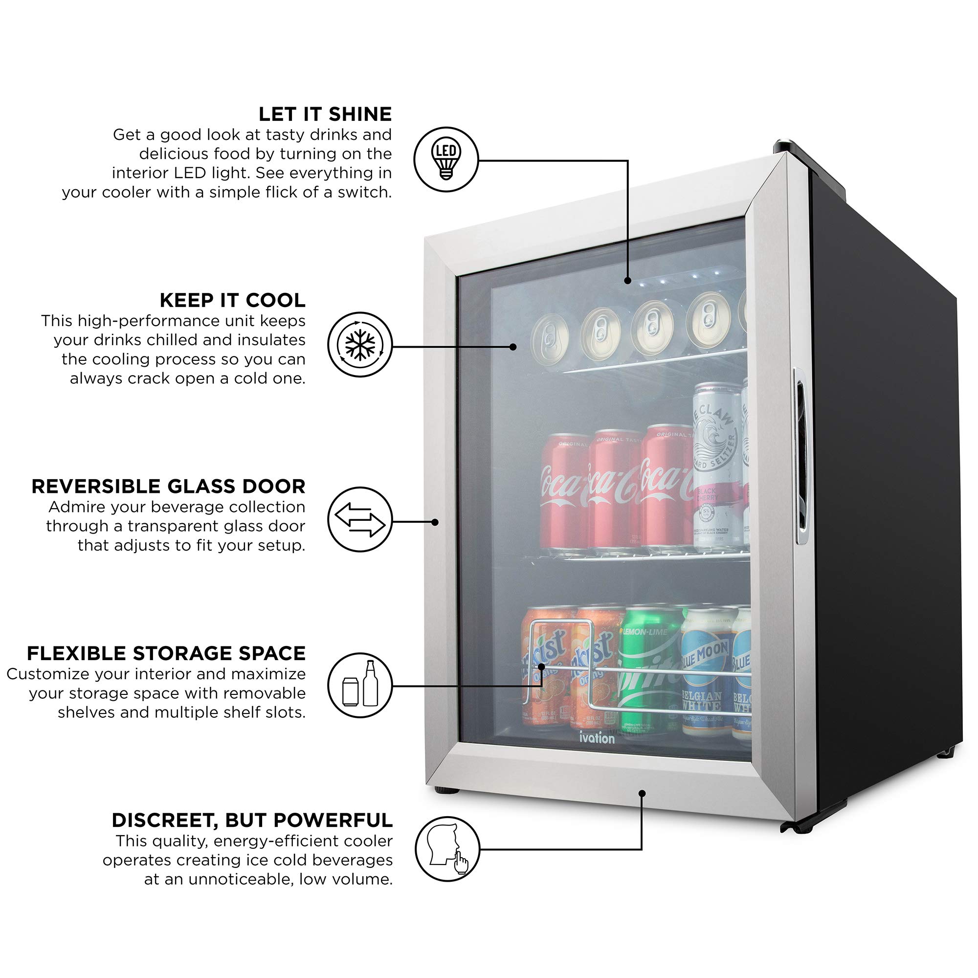 Foto 6 pulgar | Refrigerador De Bebidas Ivation 62 Lata Independiente 150 Ml - Venta Internacional.