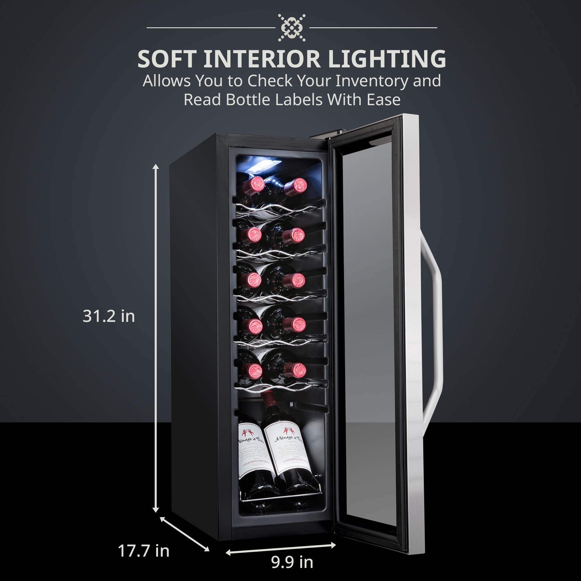 Foto 3 | Refrigerador De Vino Ivation Para 12 Botellas Con Cierre, 30 Litros - Venta Internacional.