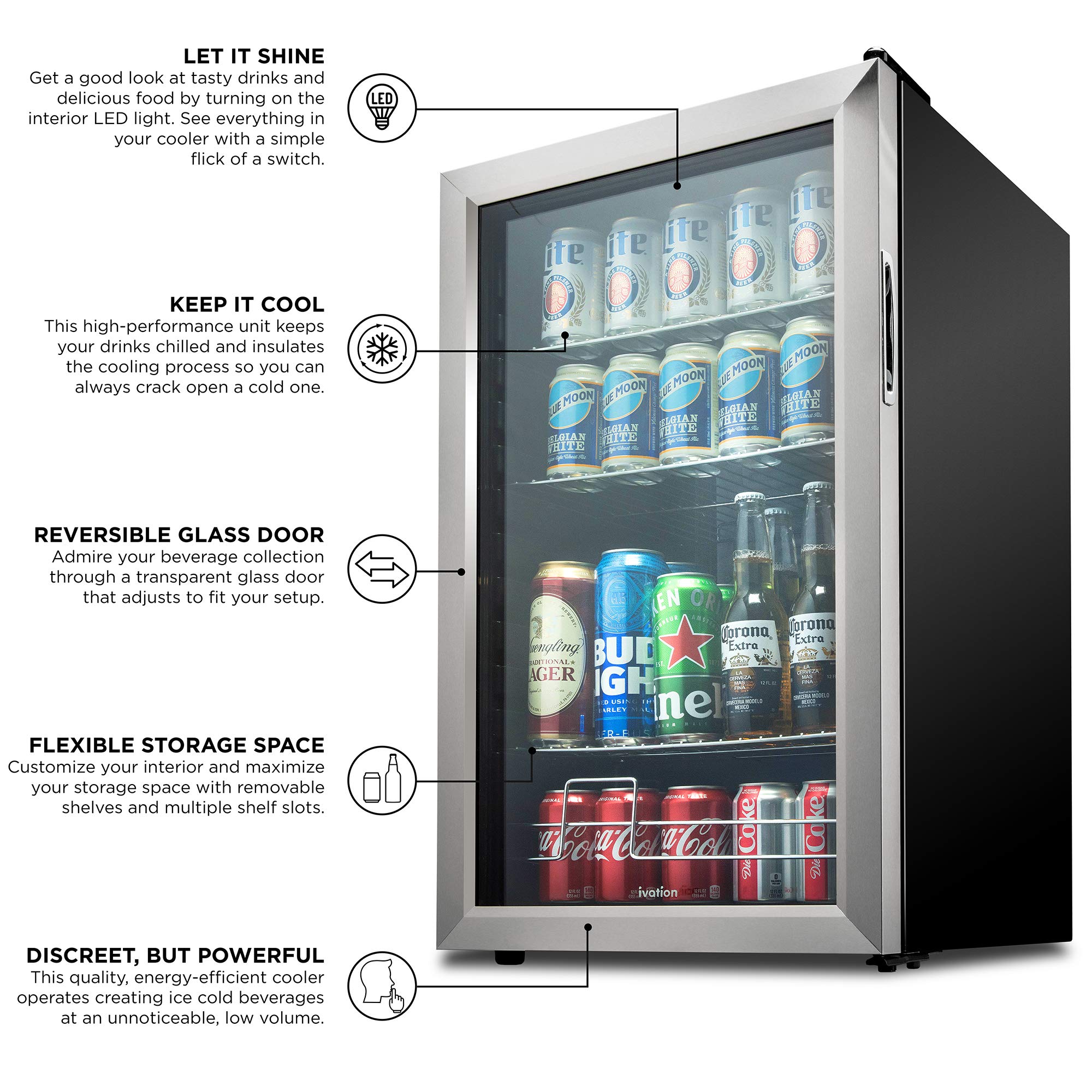 Foto 6 pulgar | Refrigerador De Bebidas Ivation 126 Lata, Independiente, Inoxidable - Venta Internacional.