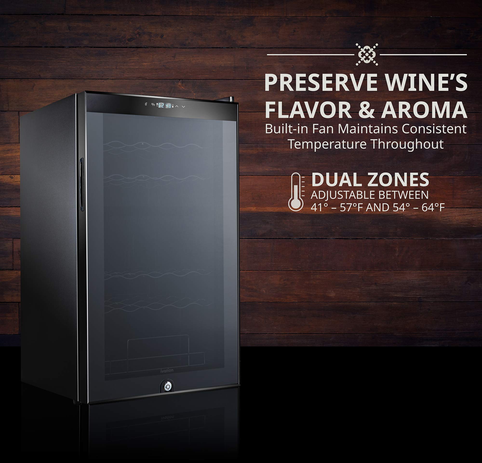 Foto 7 pulgar | Refrigerador De Vino Ivation Para 33 Botellas, Doble Zona, Negro - Venta Internacional.