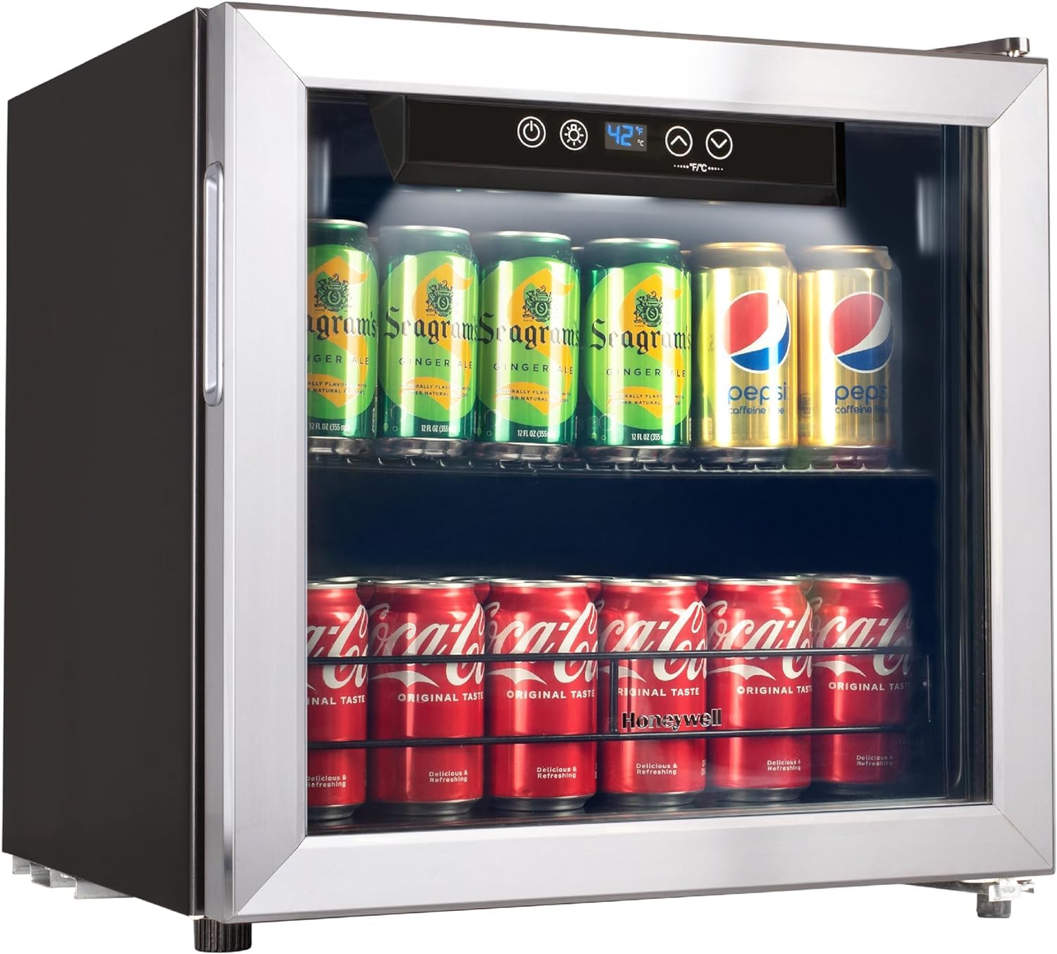 Refrigerador De Bebidas Honeywell Con Puerta Pequeña De Vidrio Para 48 Latas - Venta Internacional.