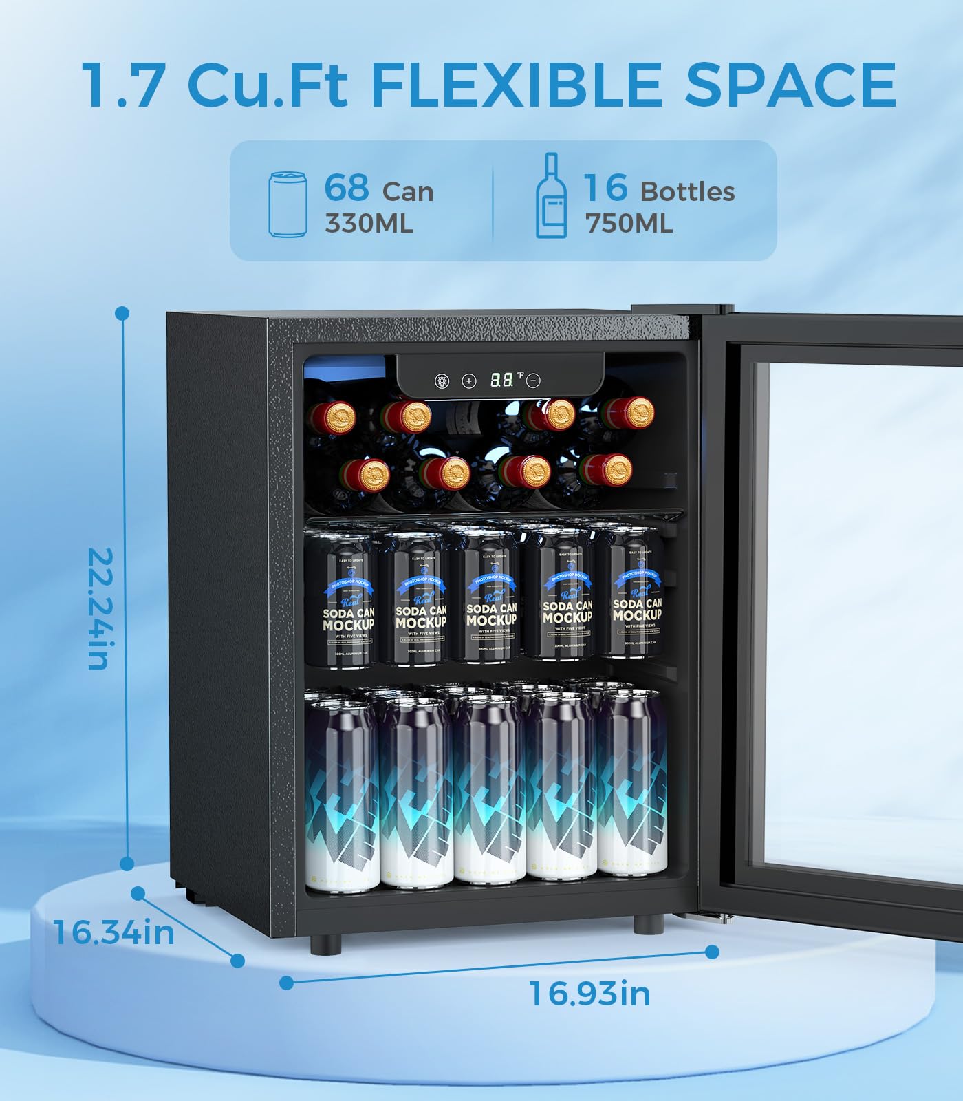Foto 3 pulgar | Refrigerador De Bebidas Joy Pebble 50l/68 Latas, 16 Botellas - Venta Internacional.