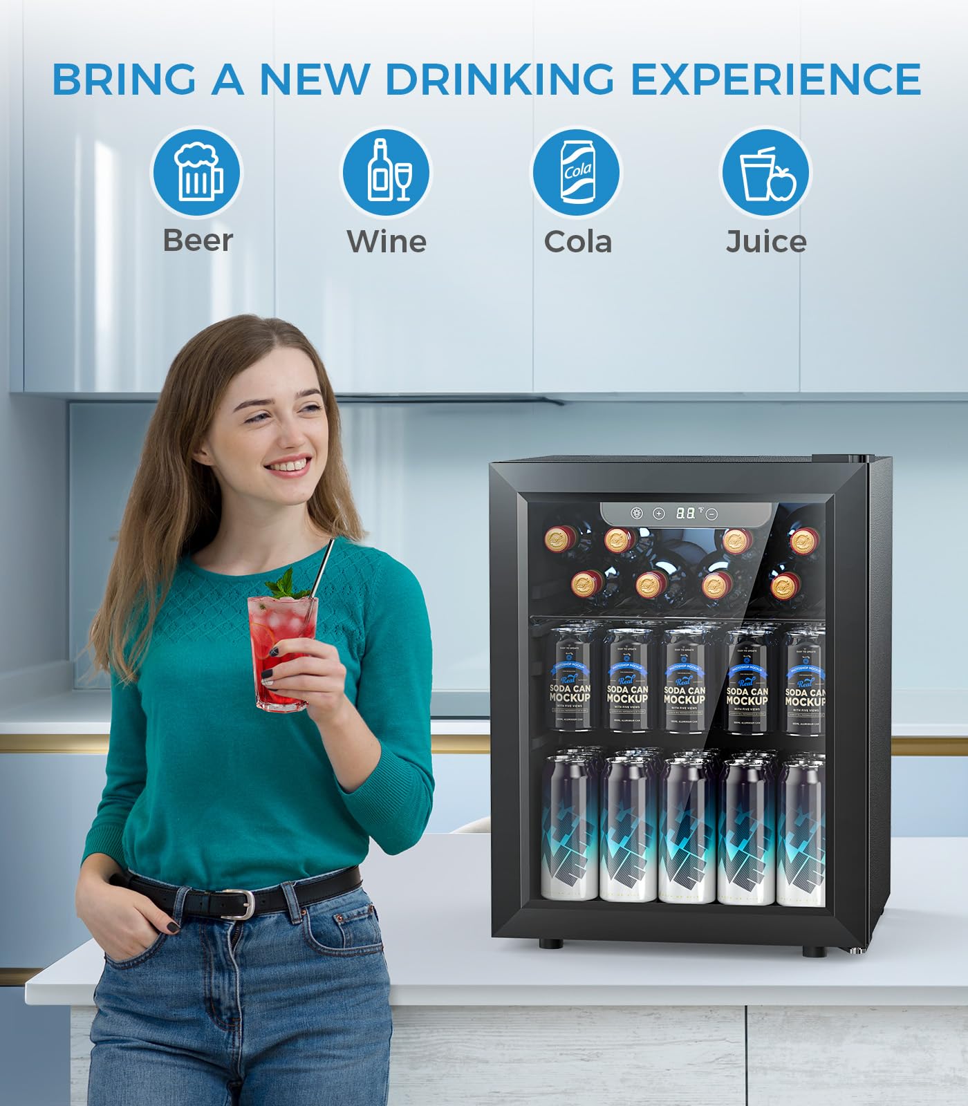Foto 7 | Refrigerador De Bebidas Joy Pebble 50l/68 Latas, 16 Botellas - Venta Internacional.