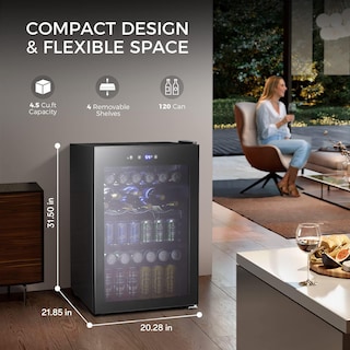 Foto 2 | Refrigerador De Bebidas Kismile 132l/145 Latas Con Puerta De Vidrio Negra - Venta Internacional.