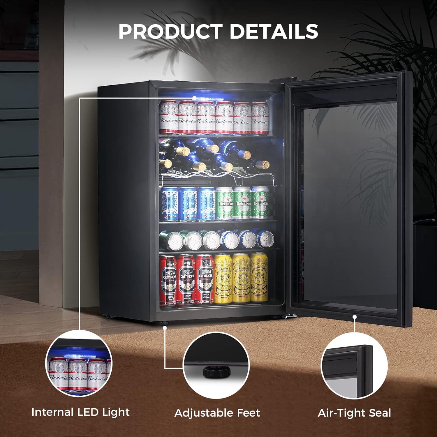 Foto 5 pulgar | Refrigerador De Bebidas Kismile 132l/145 Latas Con Puerta De Vidrio Negra - Venta Internacional.
