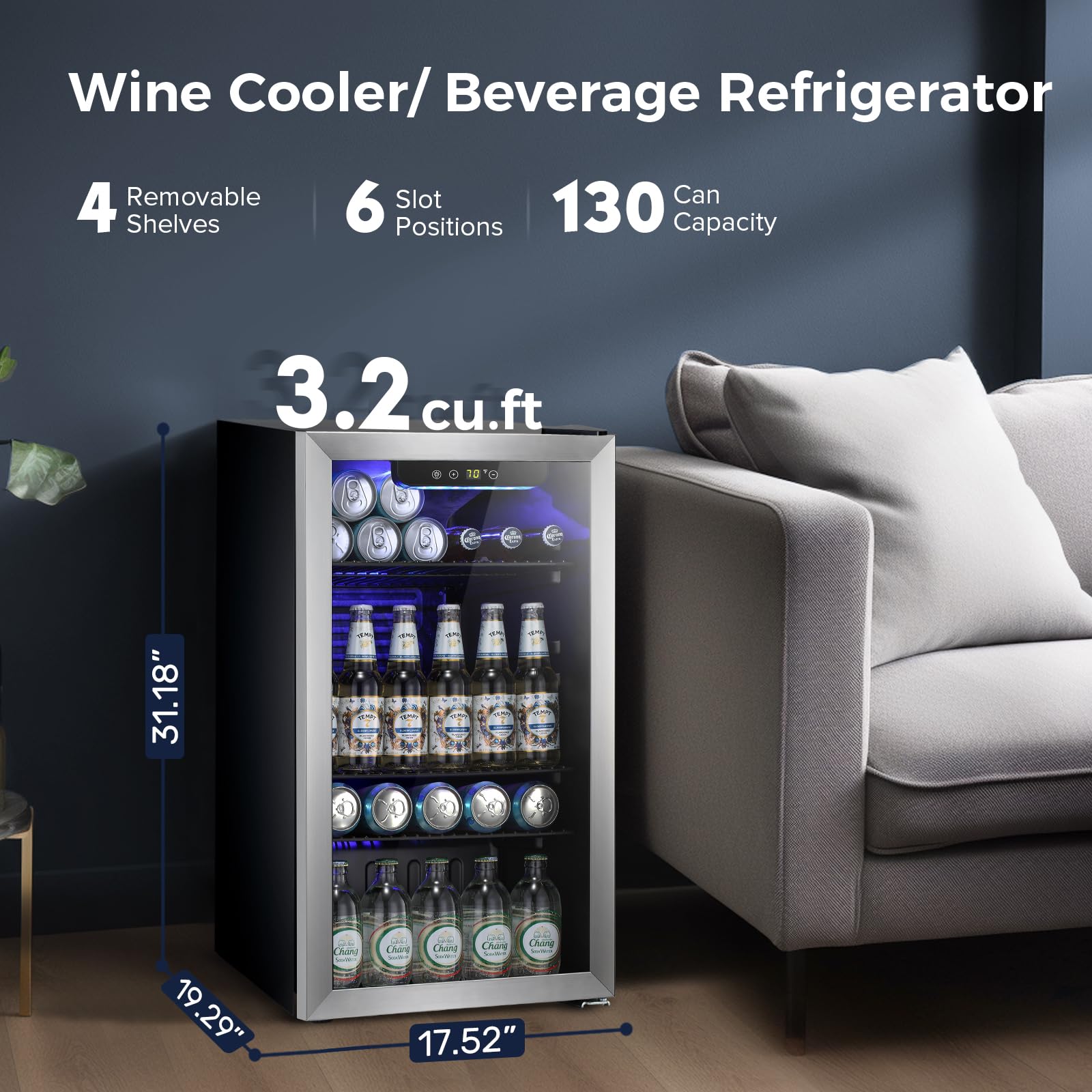 Foto 2 | Refrigerador De Bebidas Kismile 94l, 130 Latas O 20 Botellas De Vino - Venta Internacional.