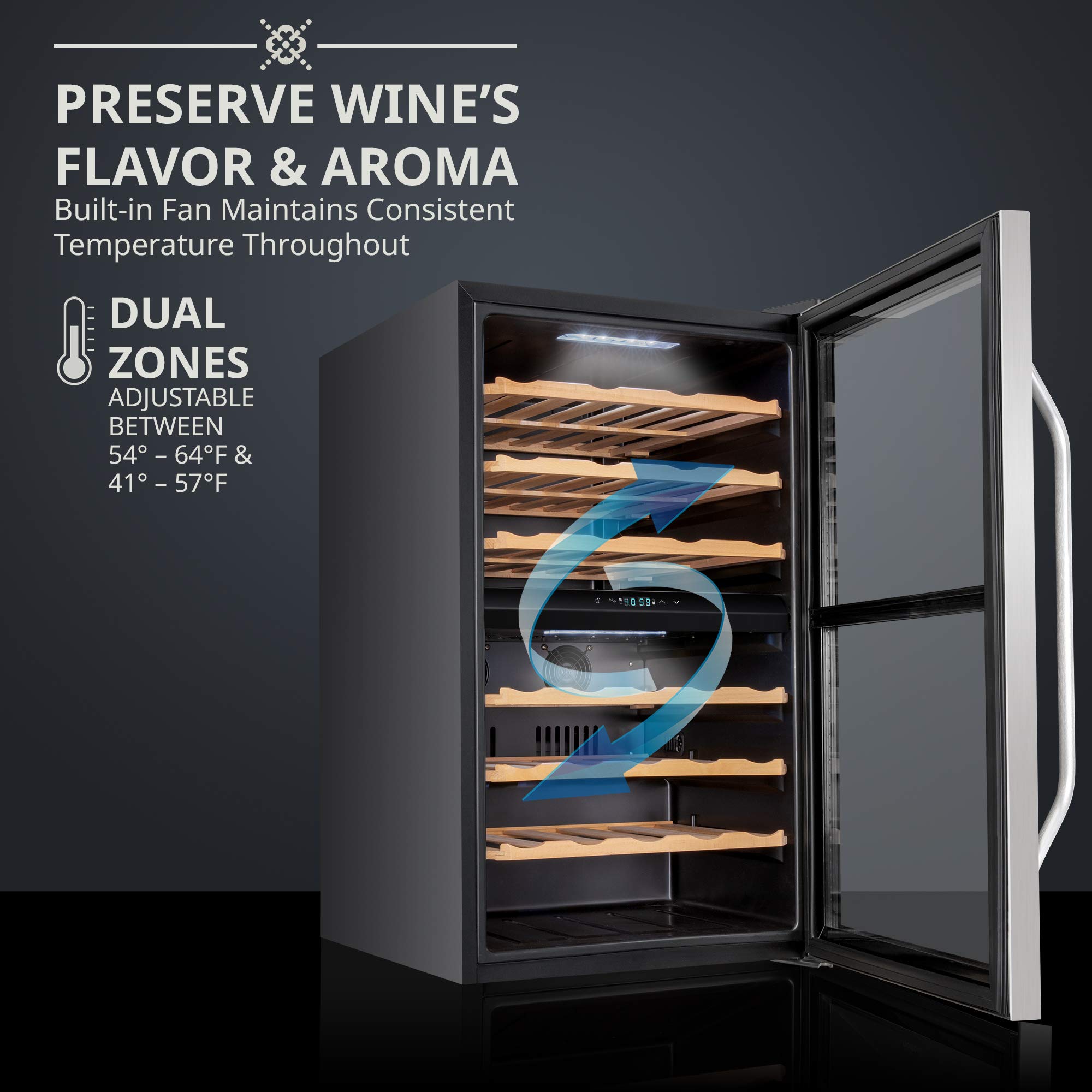 Foto 3 pulgar | Refrigerador De Vino Ivation Para 43 Botellas, Doble Zona - Venta Internacional.