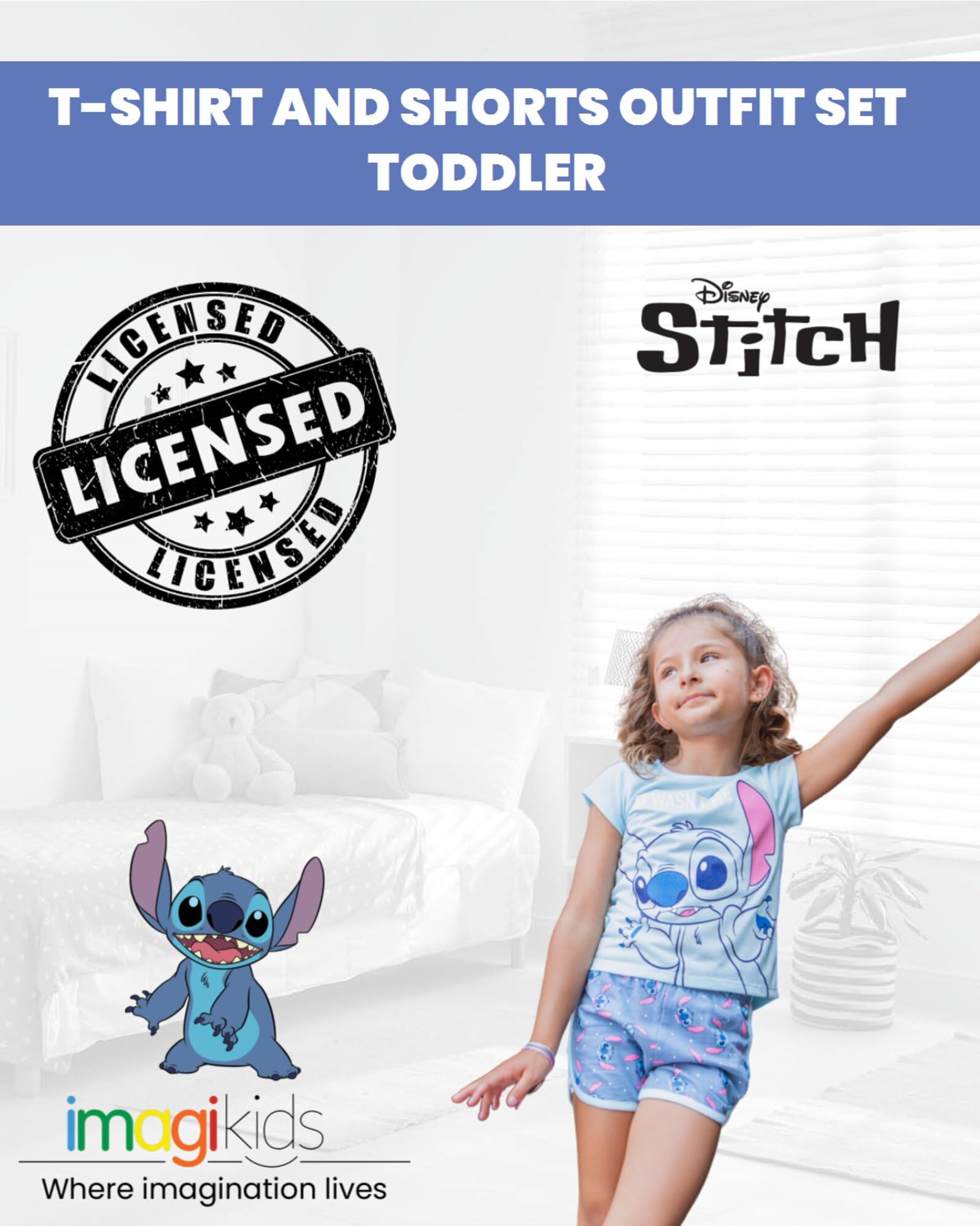 Foto 3 pulgar | Set De Ropa Disney Lilo & Stitch Para Niñas Pequeñas De 5 Años, Azul - Venta Internacional.