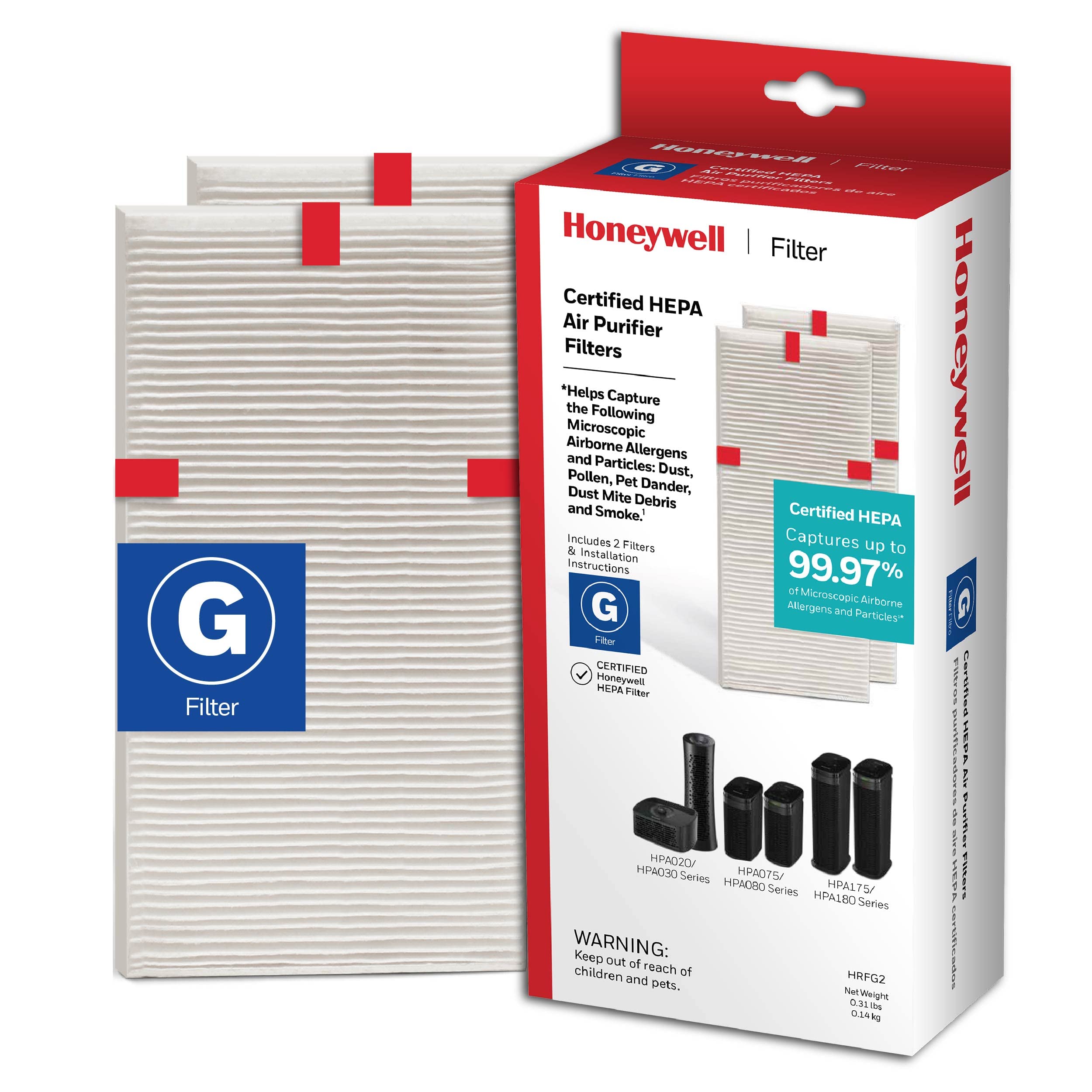 Filtro Purificador De Aire Honeywell Hepa G, Paquete De 2 Para La Serie Hpa - Venta Internacional.