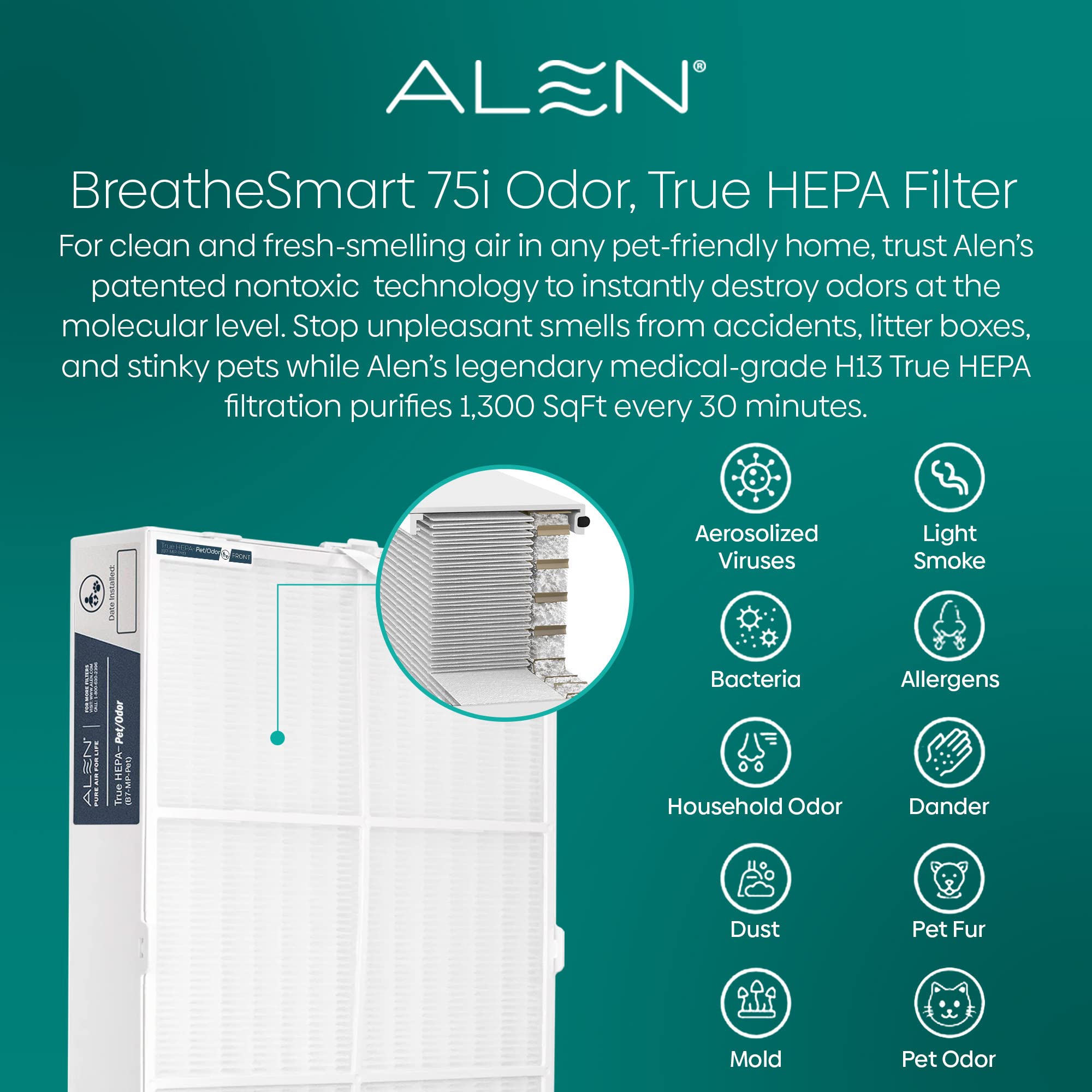 Foto 7 pulgar | Filtro De Aire Alen B7-odor True Hepa Para Breathesmart 75i (1) - Venta Internacional.