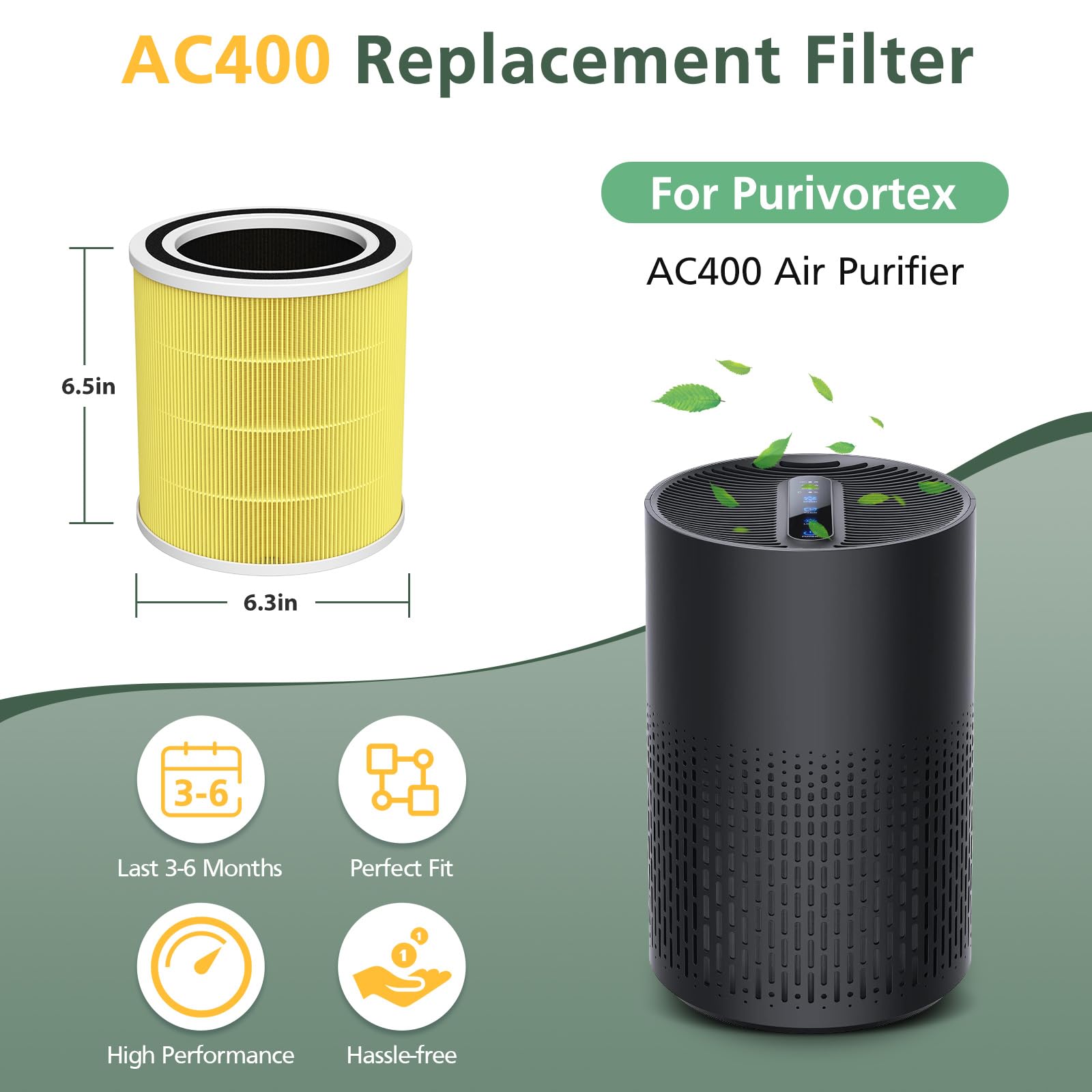 Foto 6 | Filtro De Repuesto Para Purificador De Aire Isinlive Ac400 X2 Para Purivortex Ac400 - Venta Internacional.