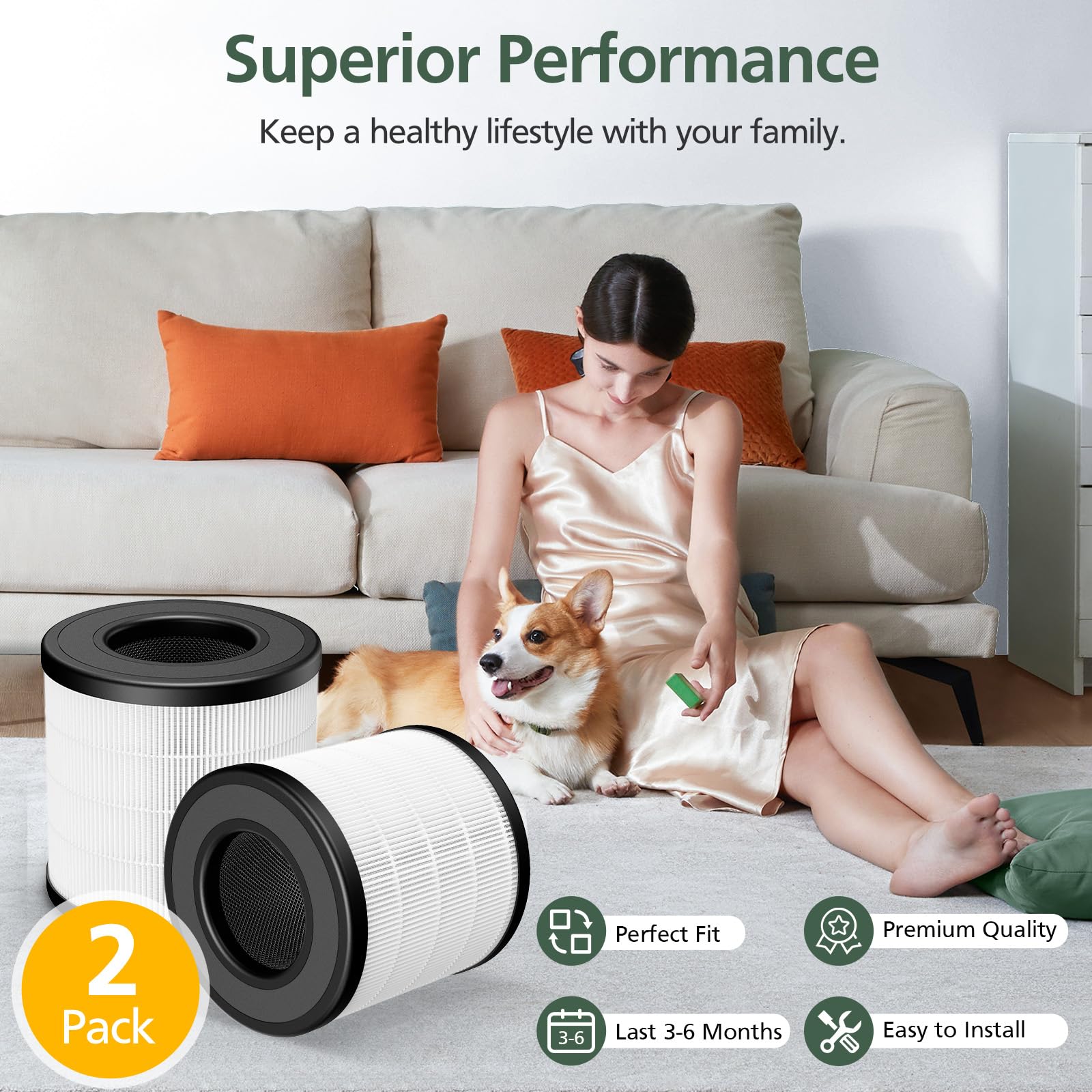 Foto 7 | Filtro De Repuesto Para Purificador De Aire Isinlive Pu-p05/ac201b, Paquete De 2 - Venta Internacional.