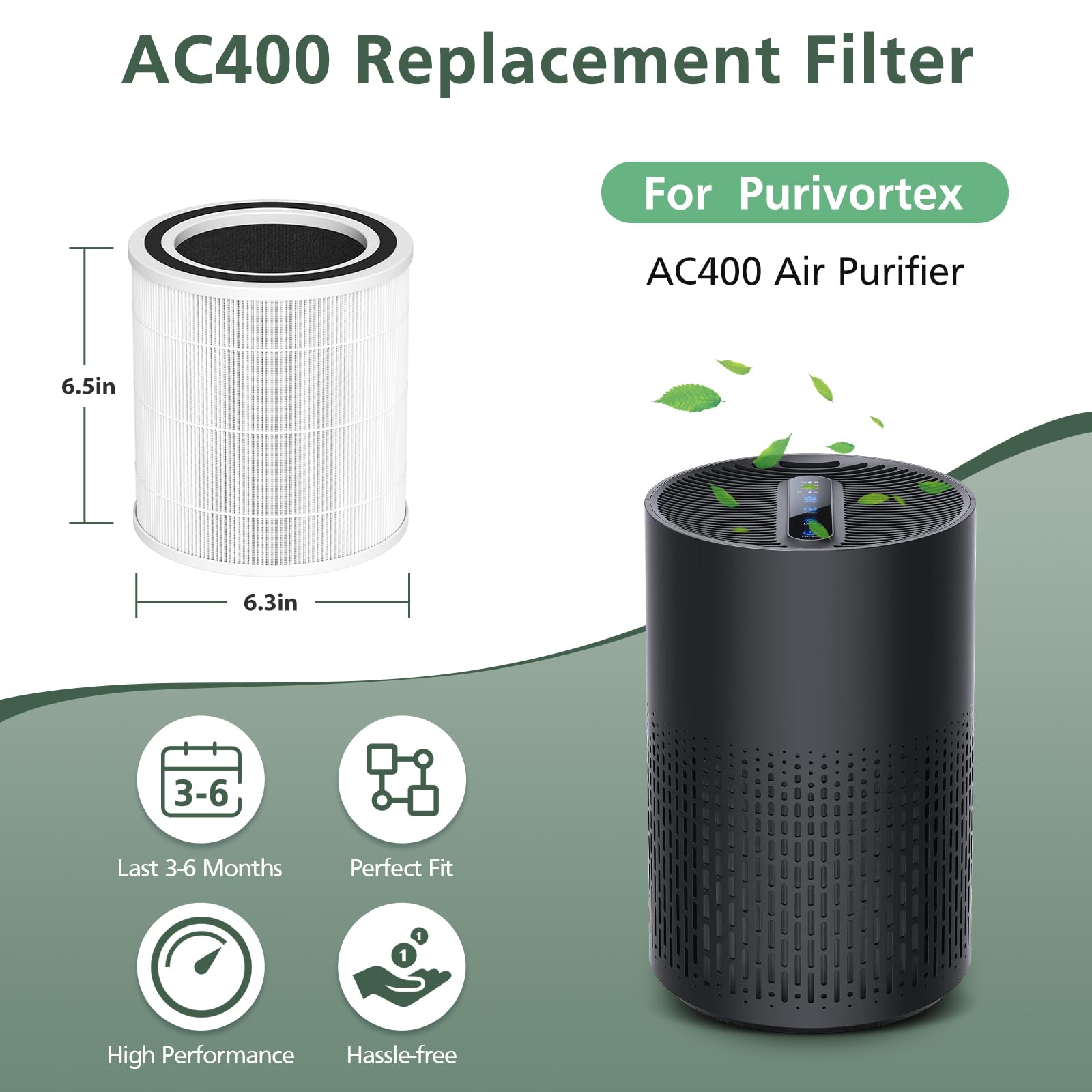 Foto 6 | Filtro De Repuesto Para Purificador De Aire Isinlive Ac400, Paquete X2 - Venta Internacional.