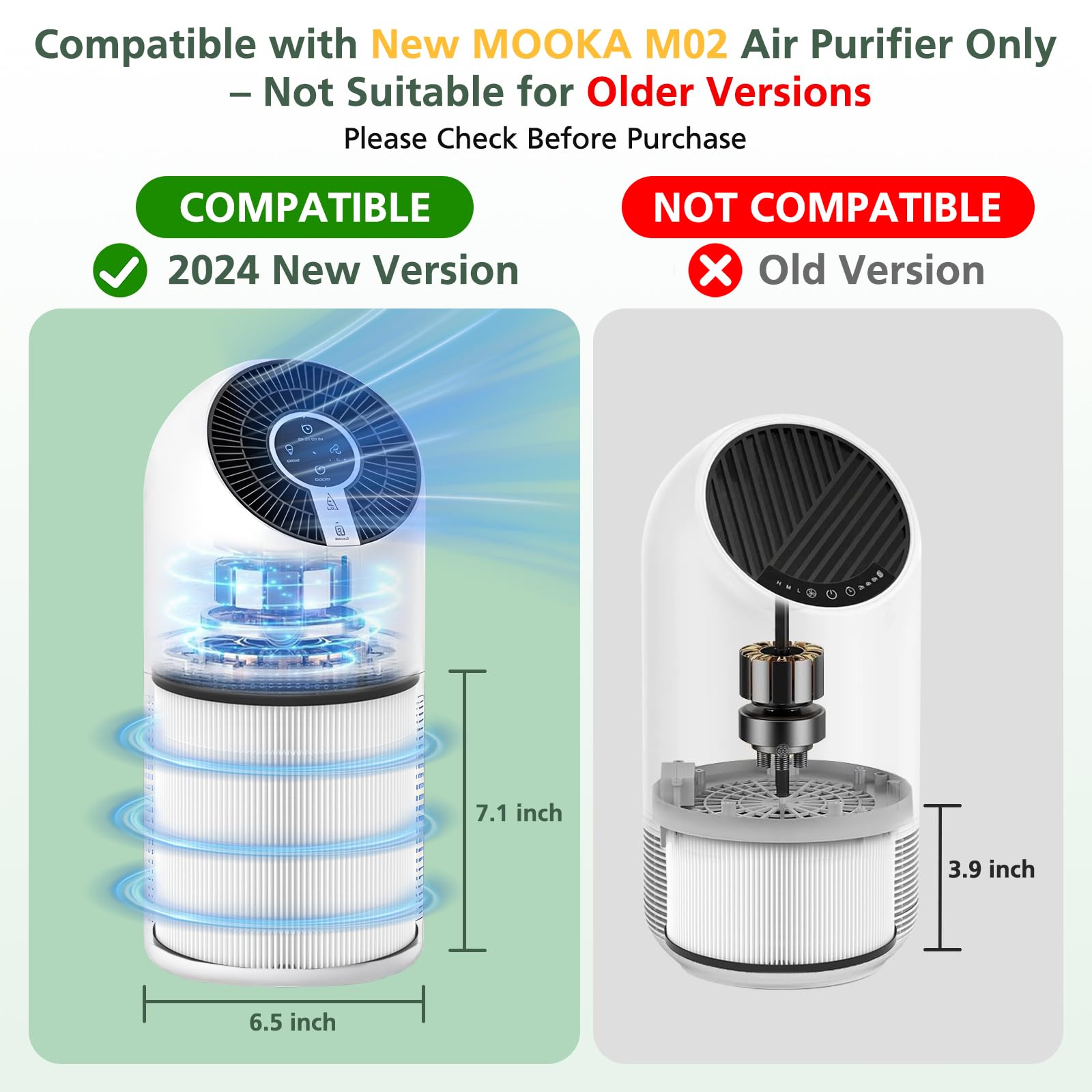 Foto 2 | Filtro De Repuesto Para Purificador De Aire Mooka M02, Paquete De 2 - Venta Internacional.